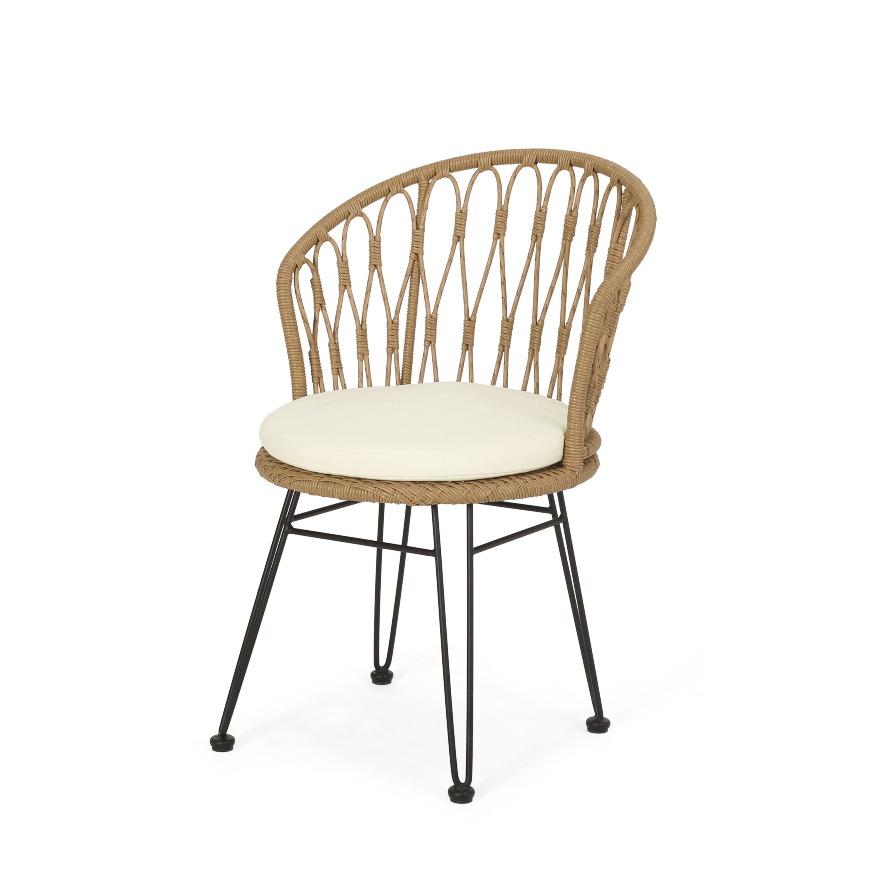 Outdoor Chair with Hairpin Legs and Curved Frame, Set of 2