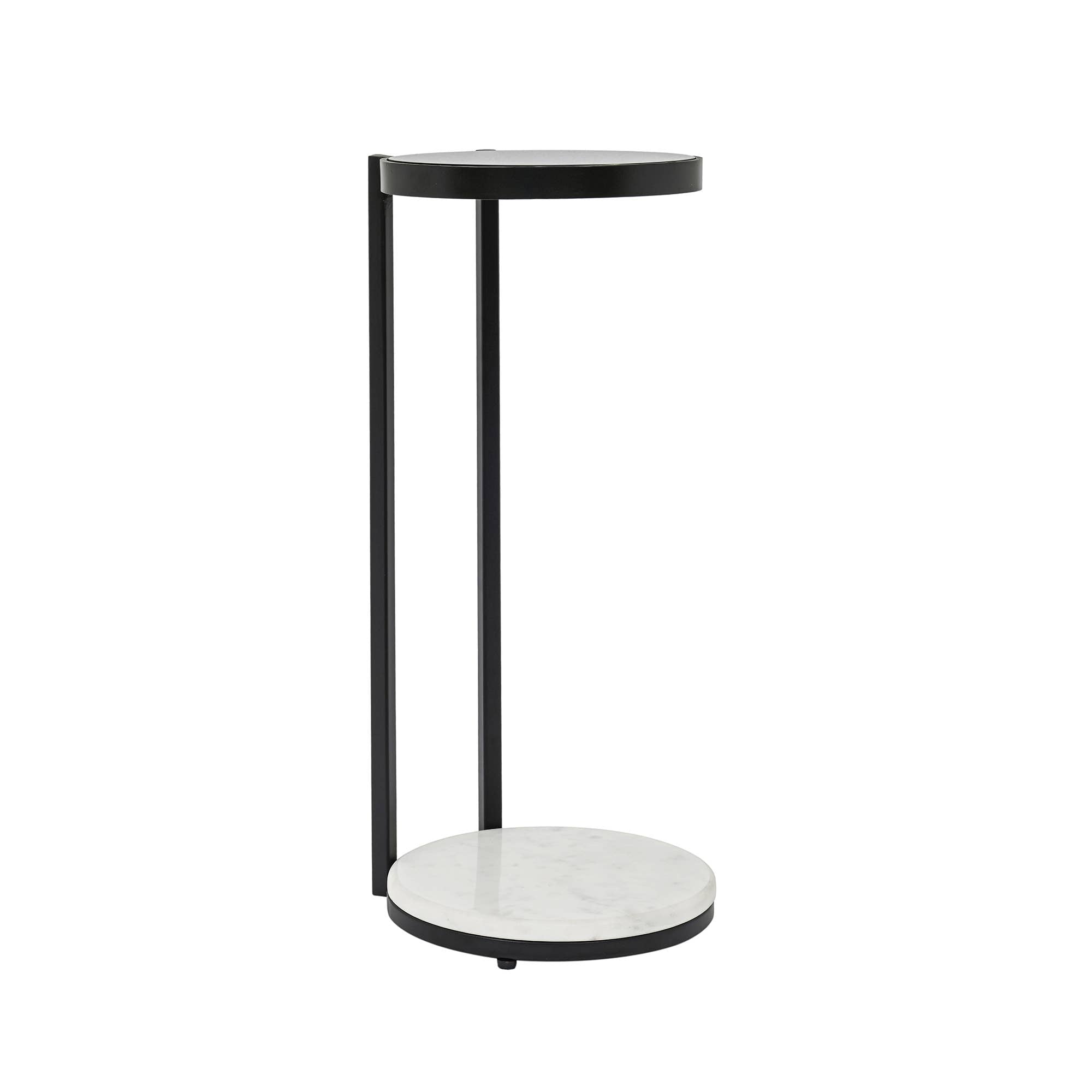 Drink Table with Glass Top and White Marble Base