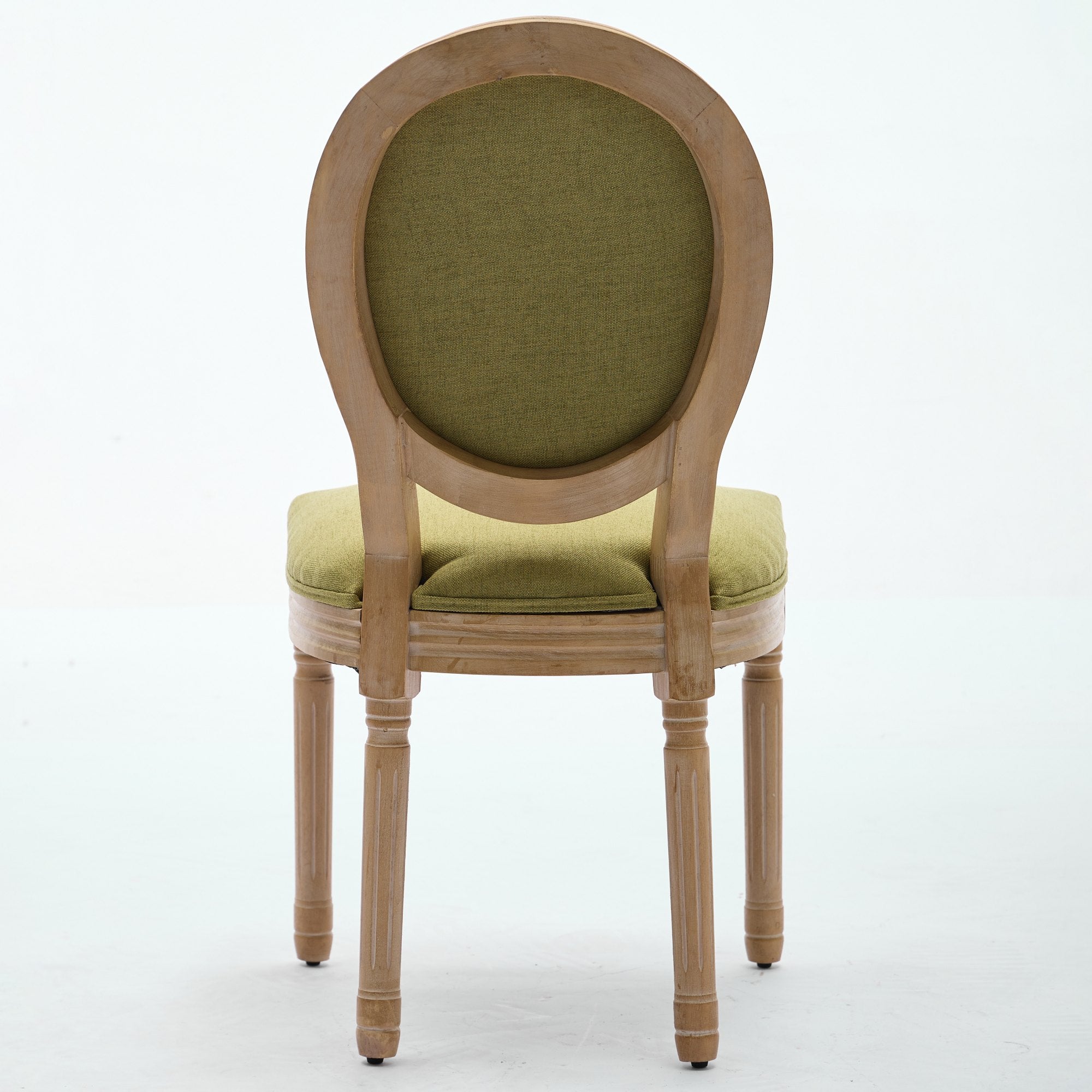 French Country Dining Chairs with Round Upholstered Backrest, Set of 2