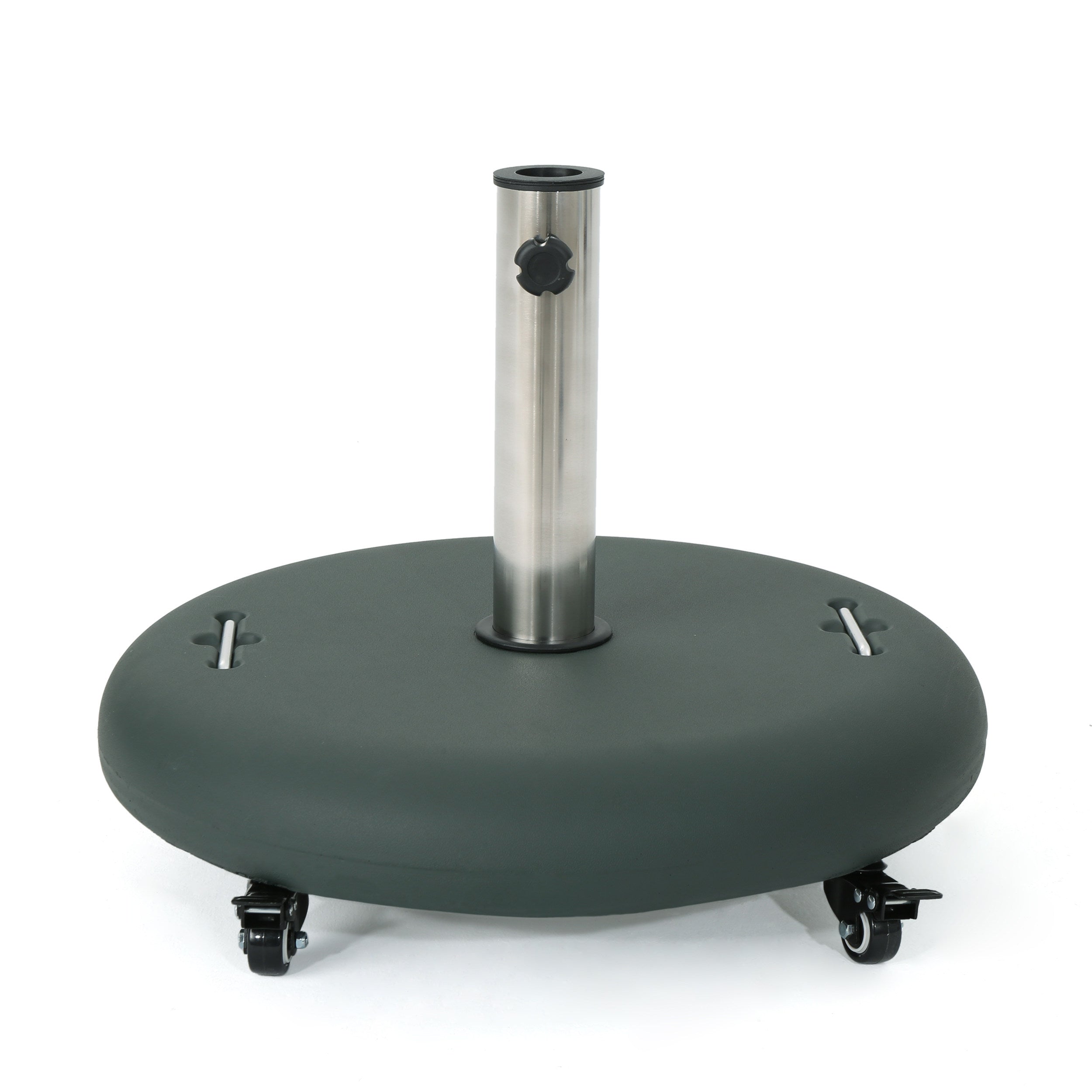 Prehnite Outdoor Round Umbrella Base with Casters and Stainless Steel Holder