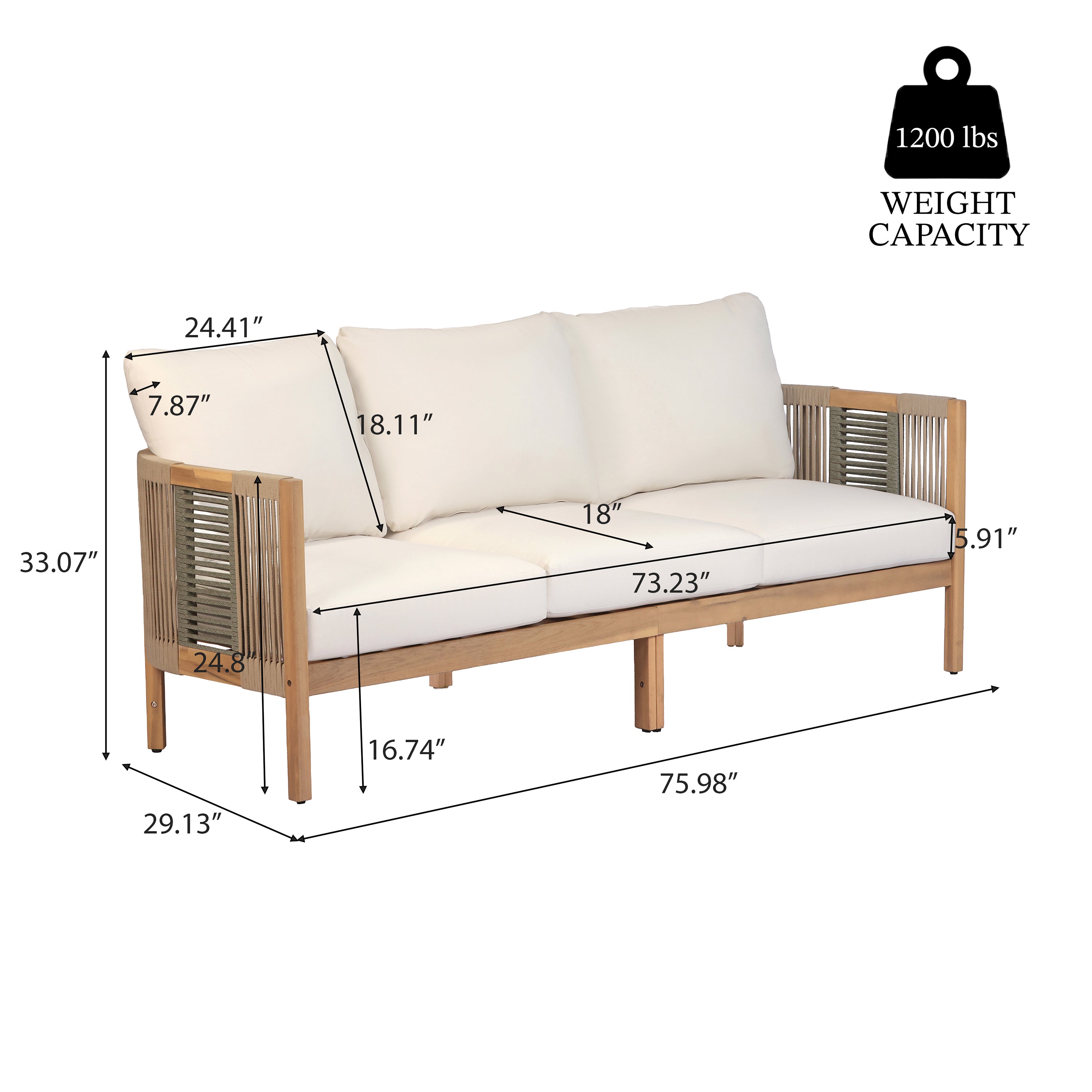 Potter 5-Piece Outdoor Acacia Wood Conversation Set