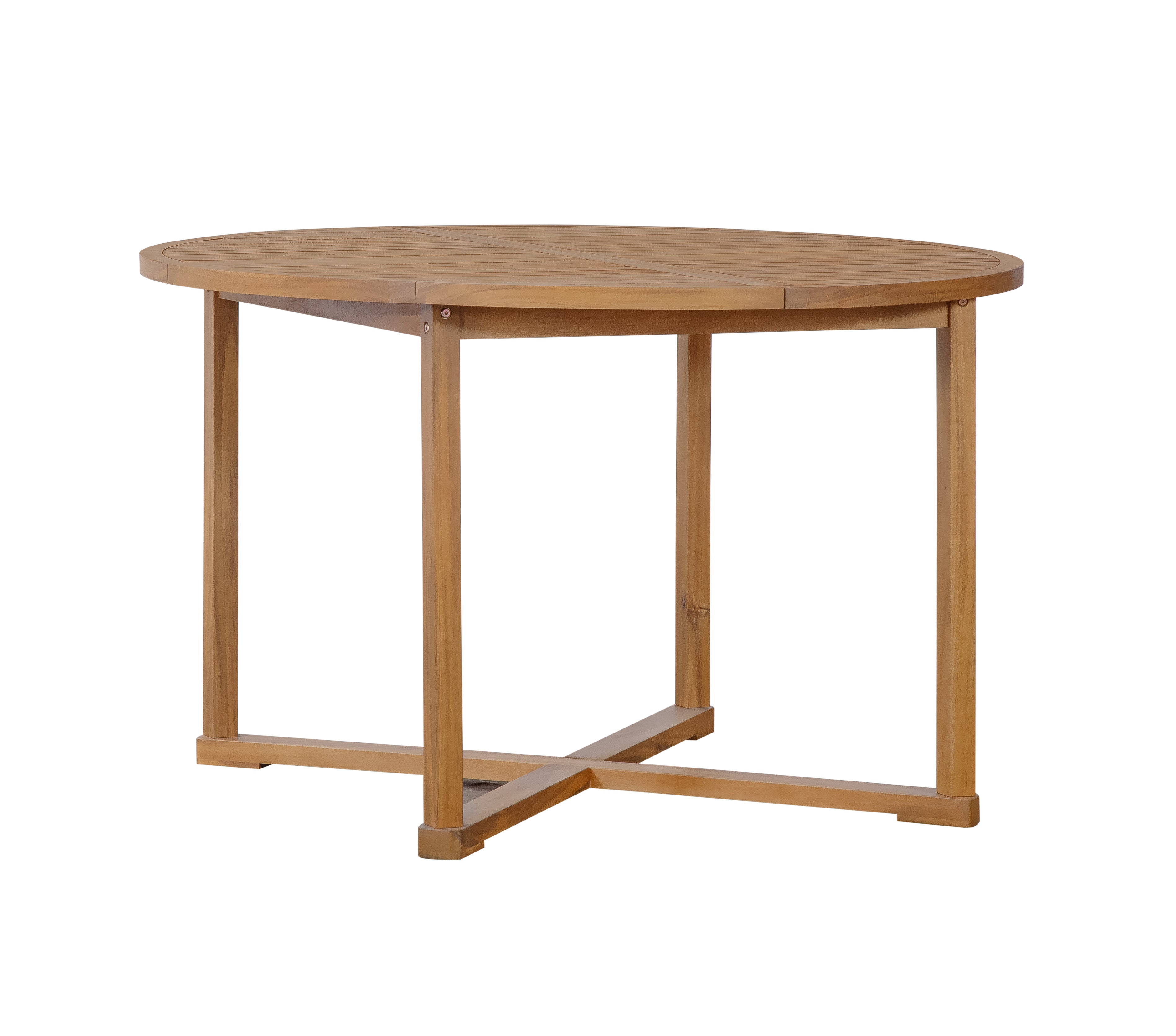5-Piece Outdoor Dining Set with 4 Acacia Wood Chairs, 47.2" Round Dining Table with Slatted Design