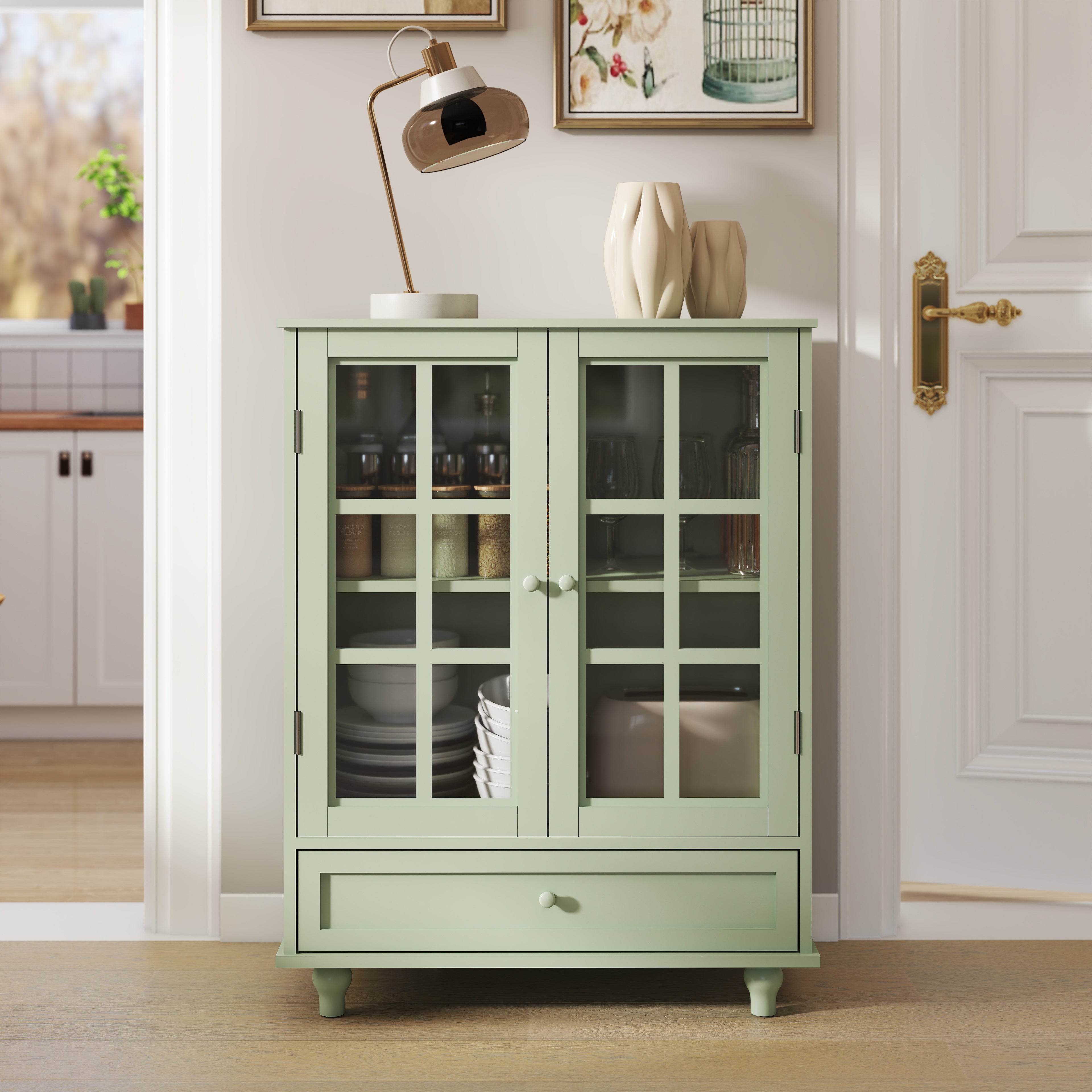 Double Glass Door Accent Cabinet
