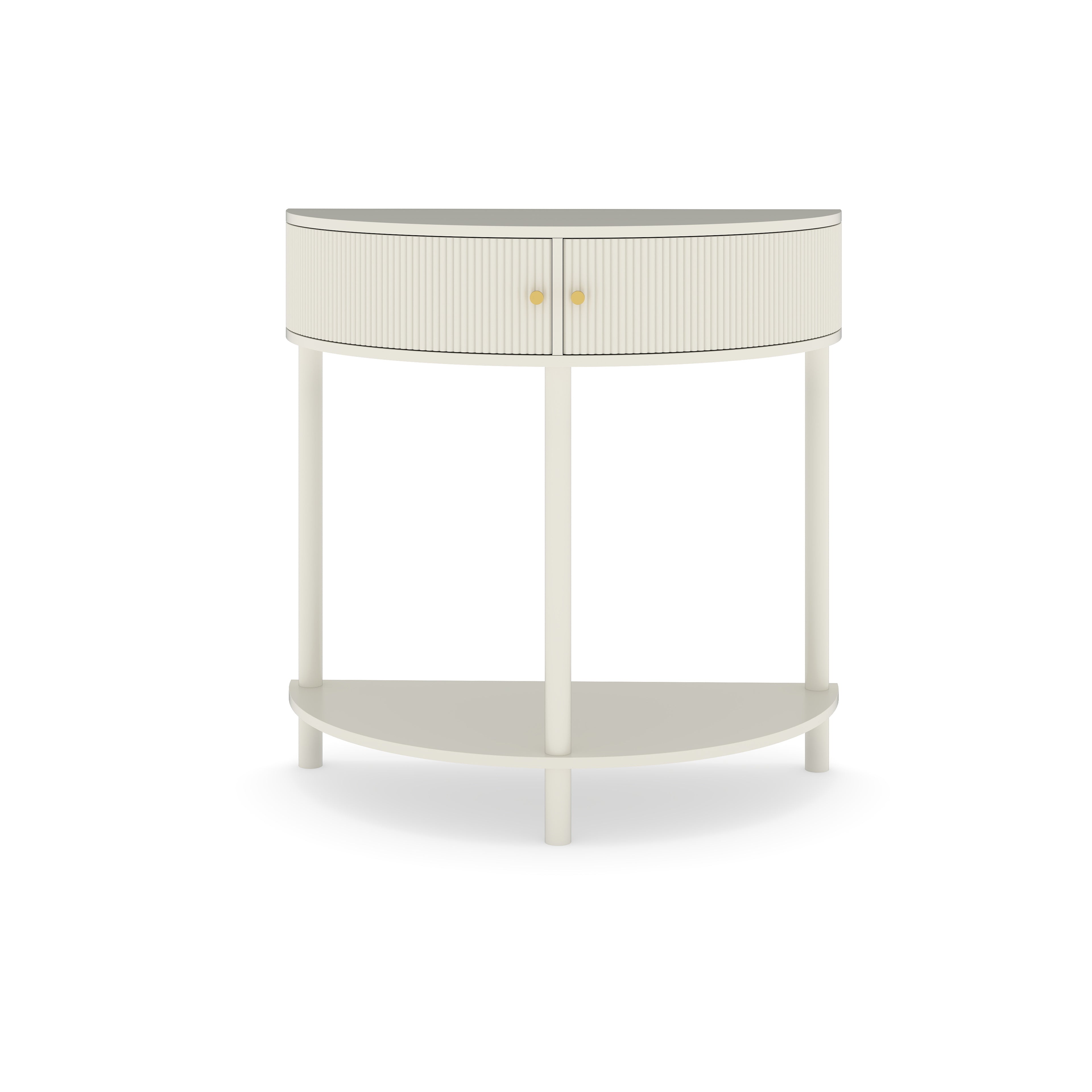 Artisan-Crafted Wave-Pattern Demi-Lune Console Table