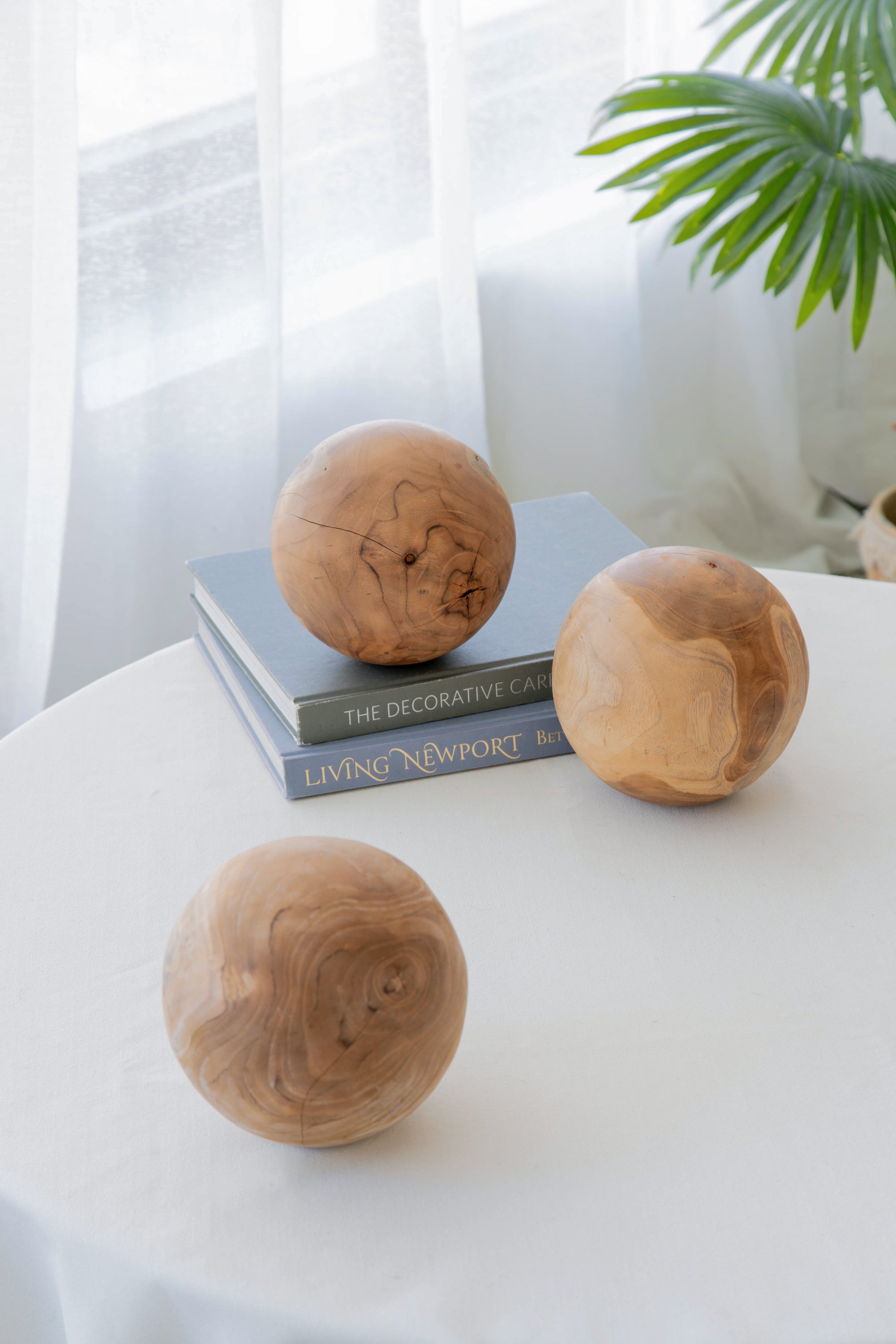 Teak Spheres, Set of 3