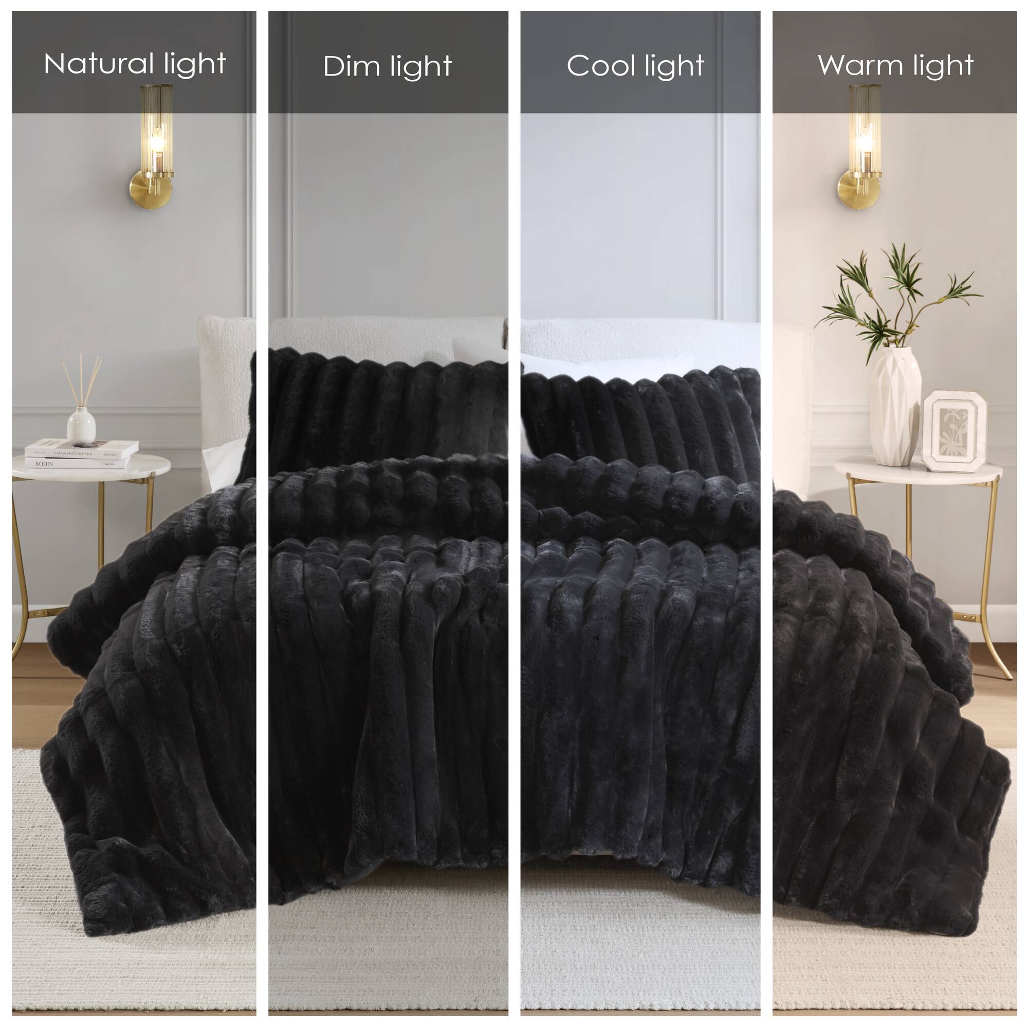 Ultrasoft Faux Fur Ribbed Comforter Set