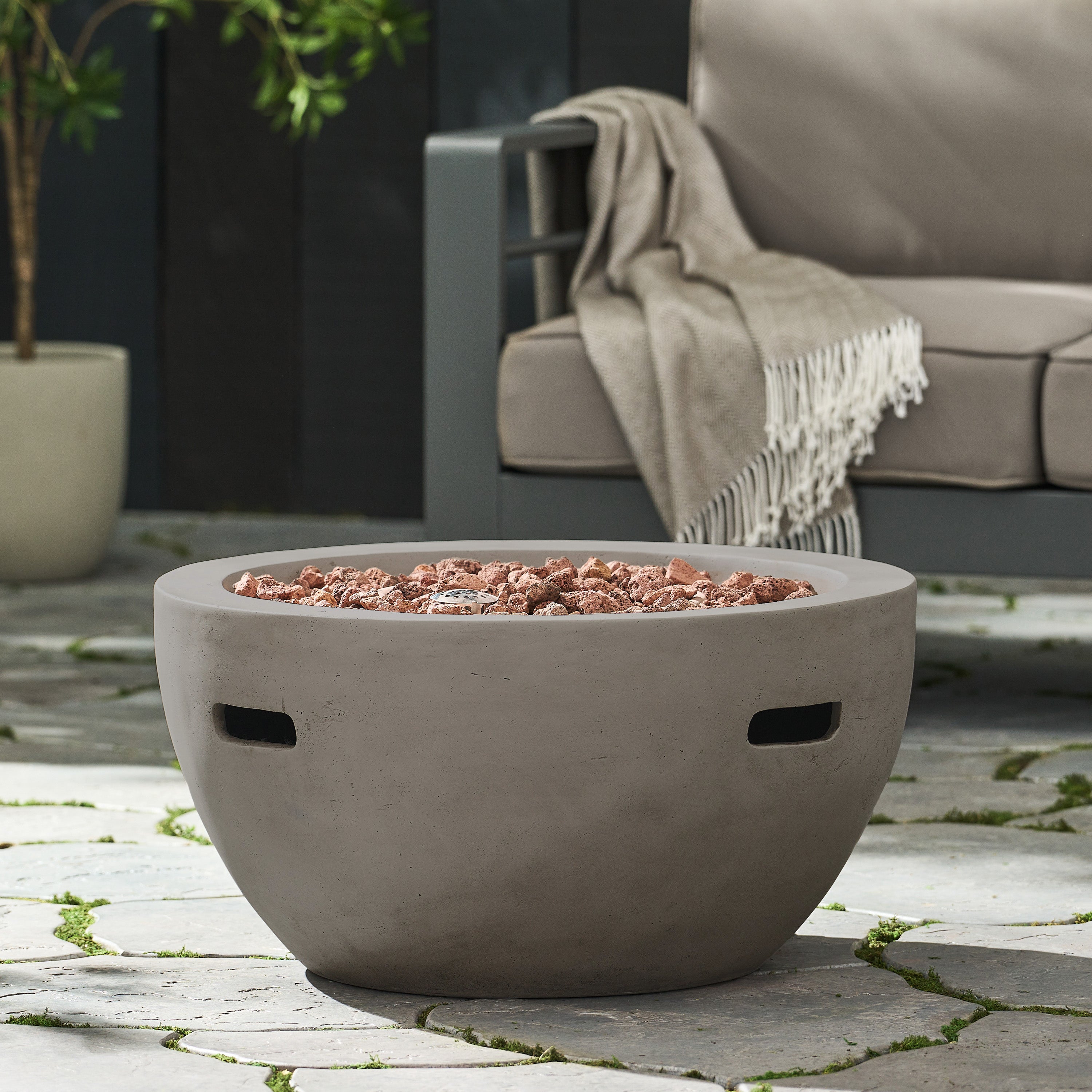 27" Bowl Shaped Propane Fire Pit, Tank Cover Not Included