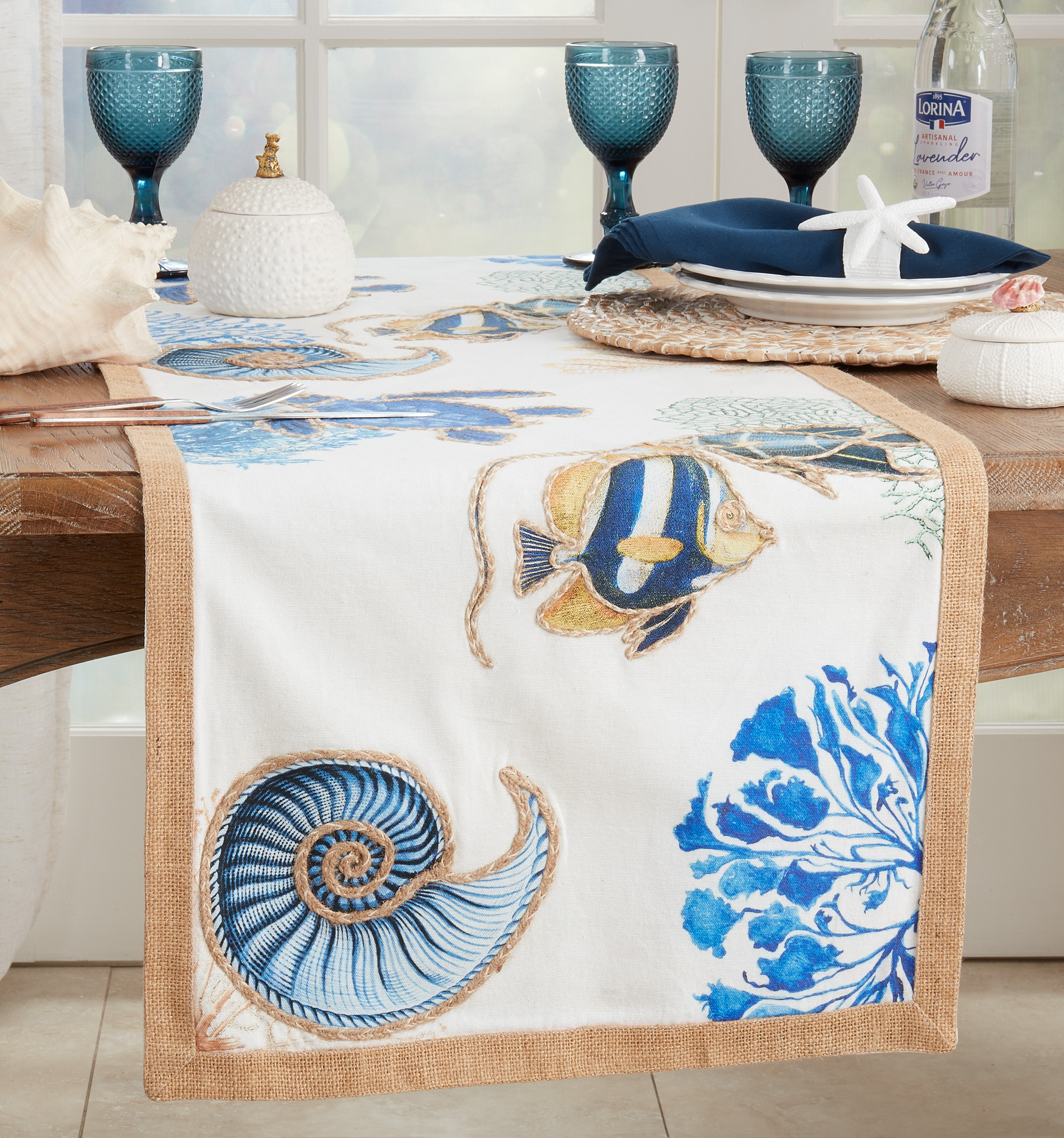 Sea Life Cotton Table Runner