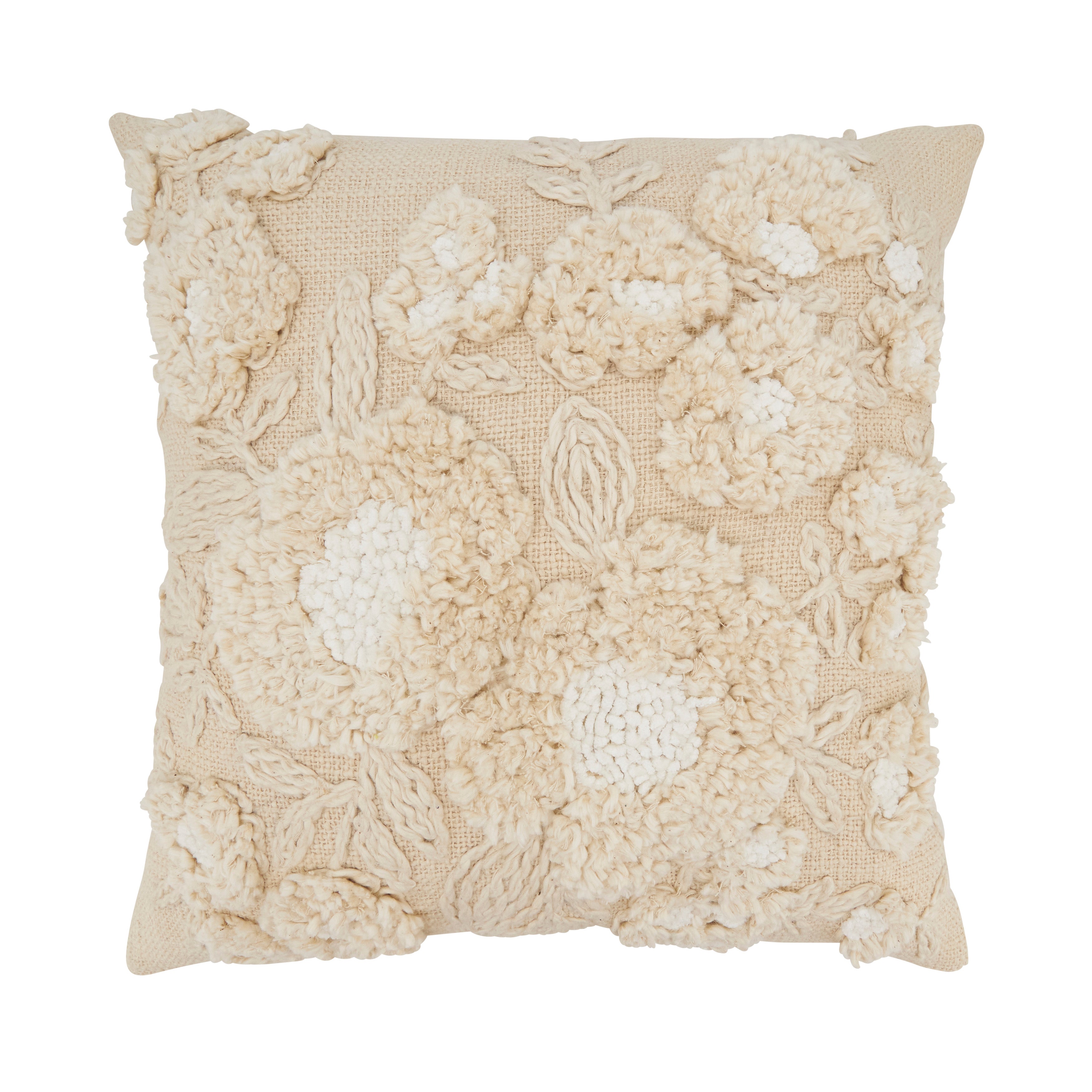 Delicate Embroidered Floral Throw Pillow