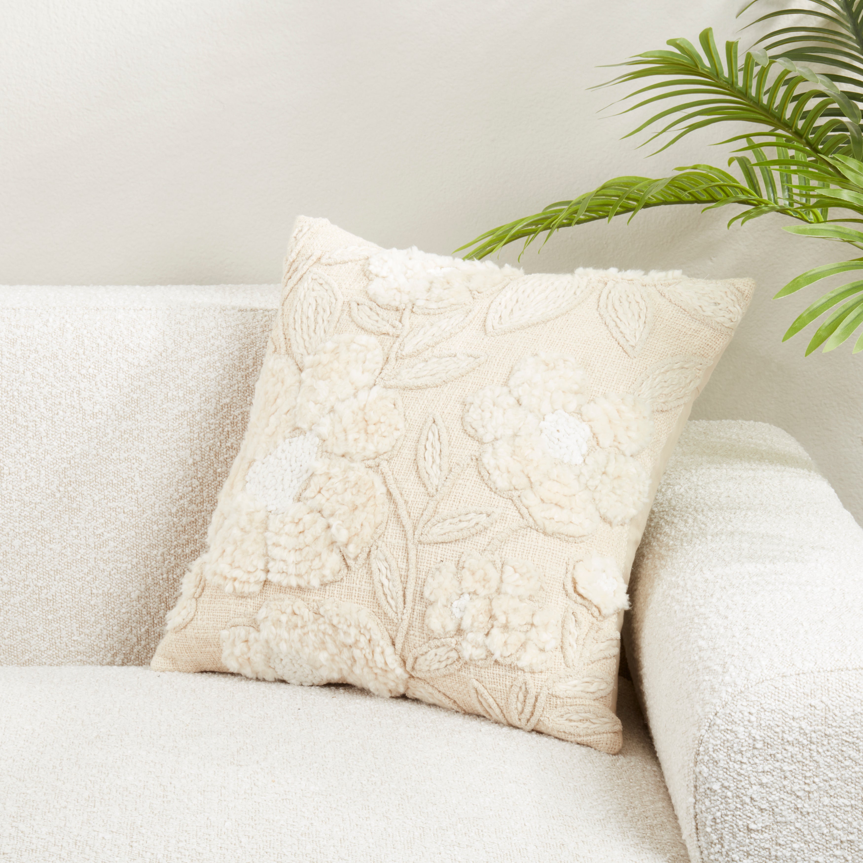 Embroidered Floral Throw Pillow