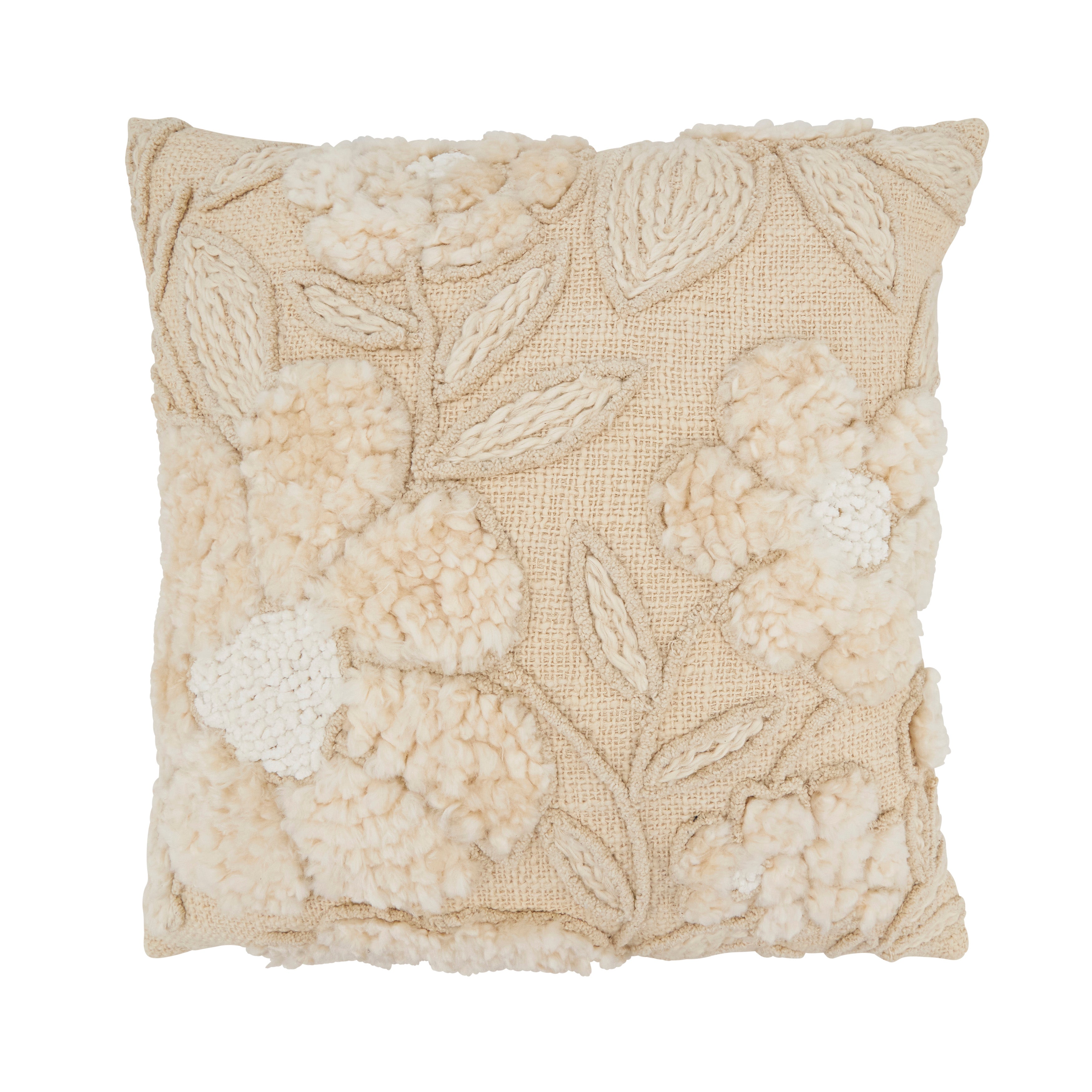 Embroidered Floral Throw Pillow