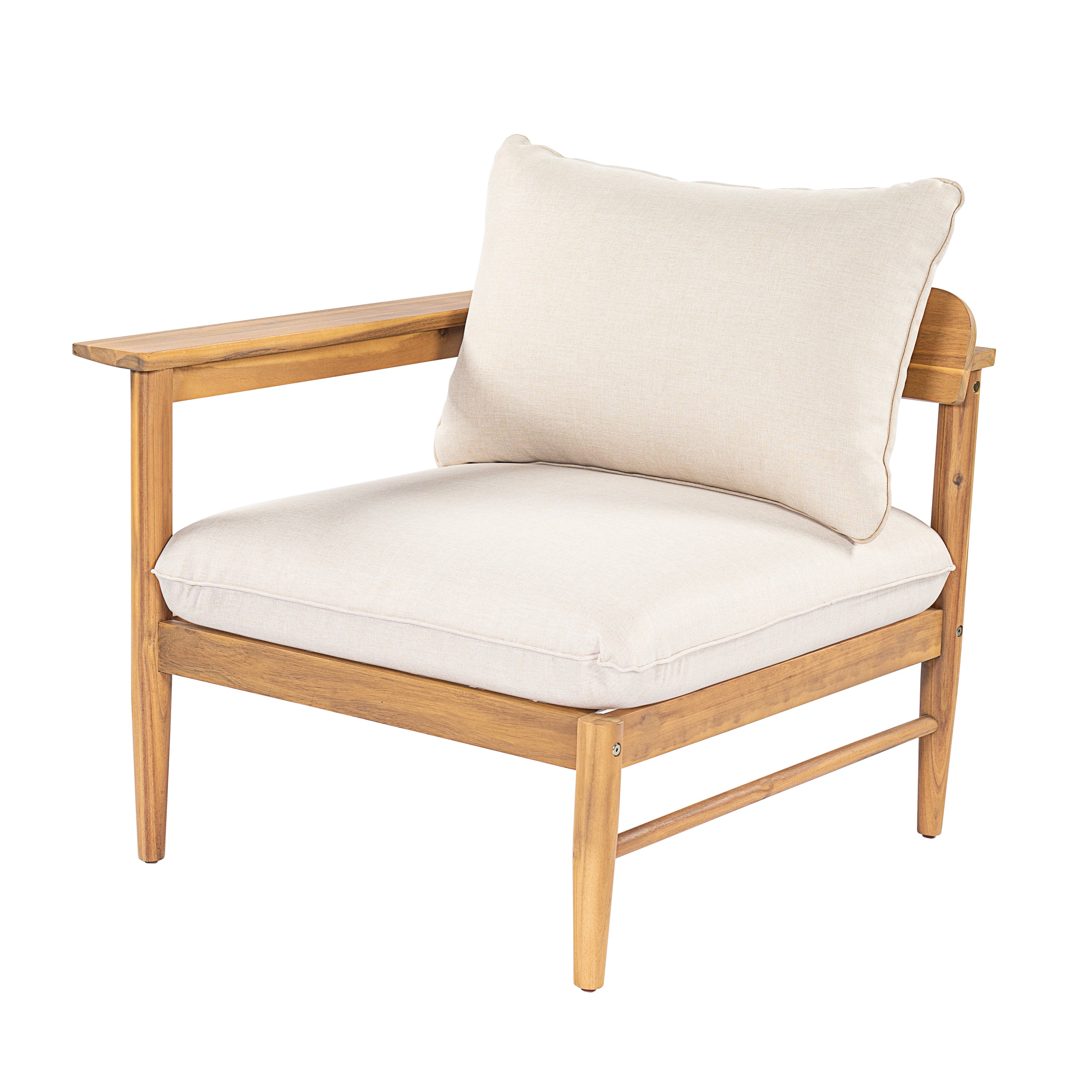 Terassi Outdoor Acacia Wood 4 Seater Sofa, Light Teak Finish with Beige Cushion