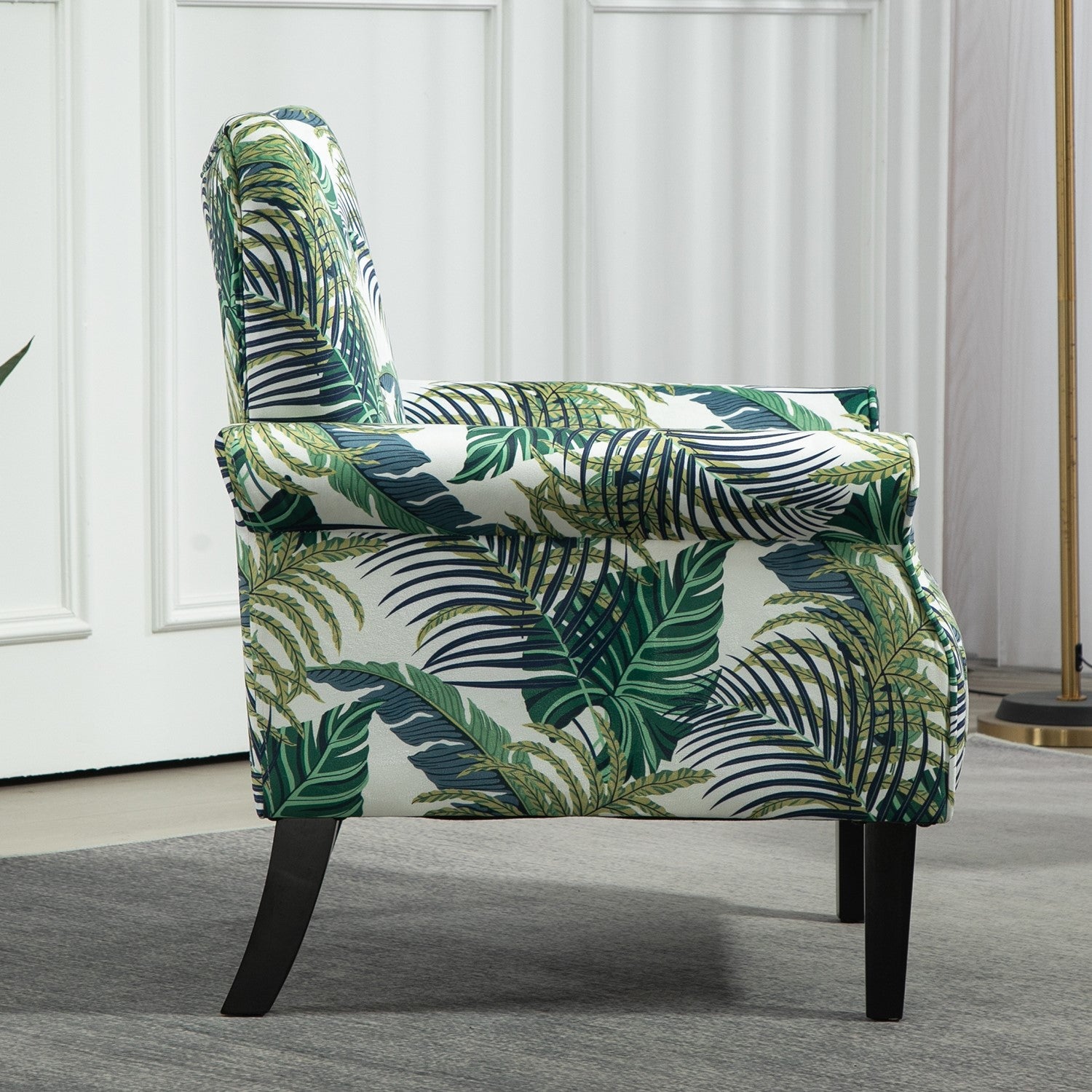 Palm Pattern  Wingback Accent Chair