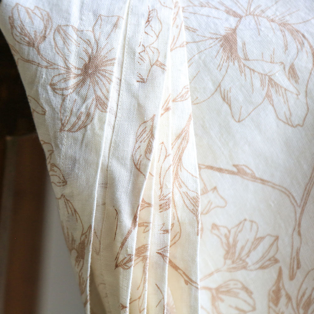 Handcrafted Linen Lilies Tablecloth in Blush, 70 x 108 in