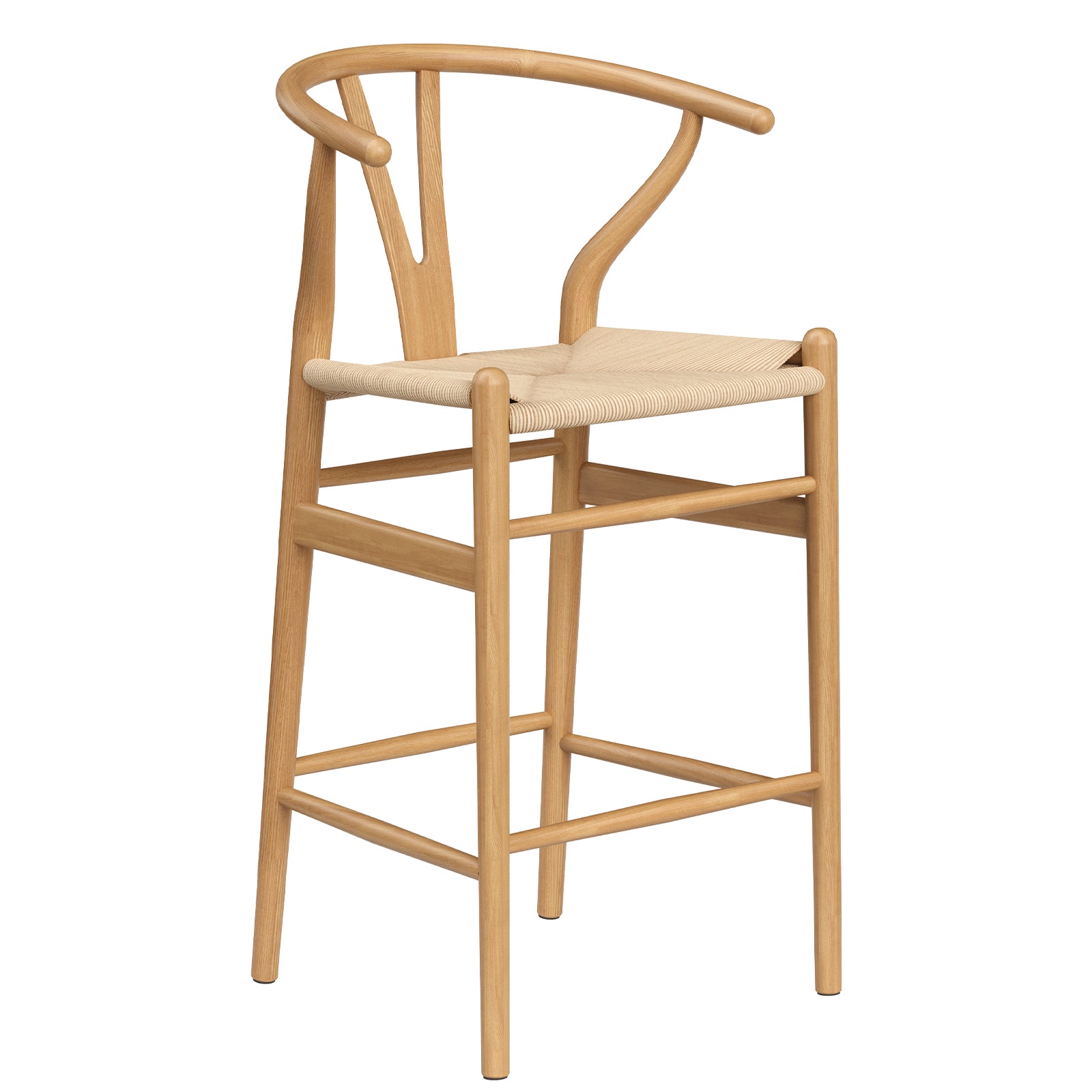 Wishbone Counter Height Barstool with Woven Seat