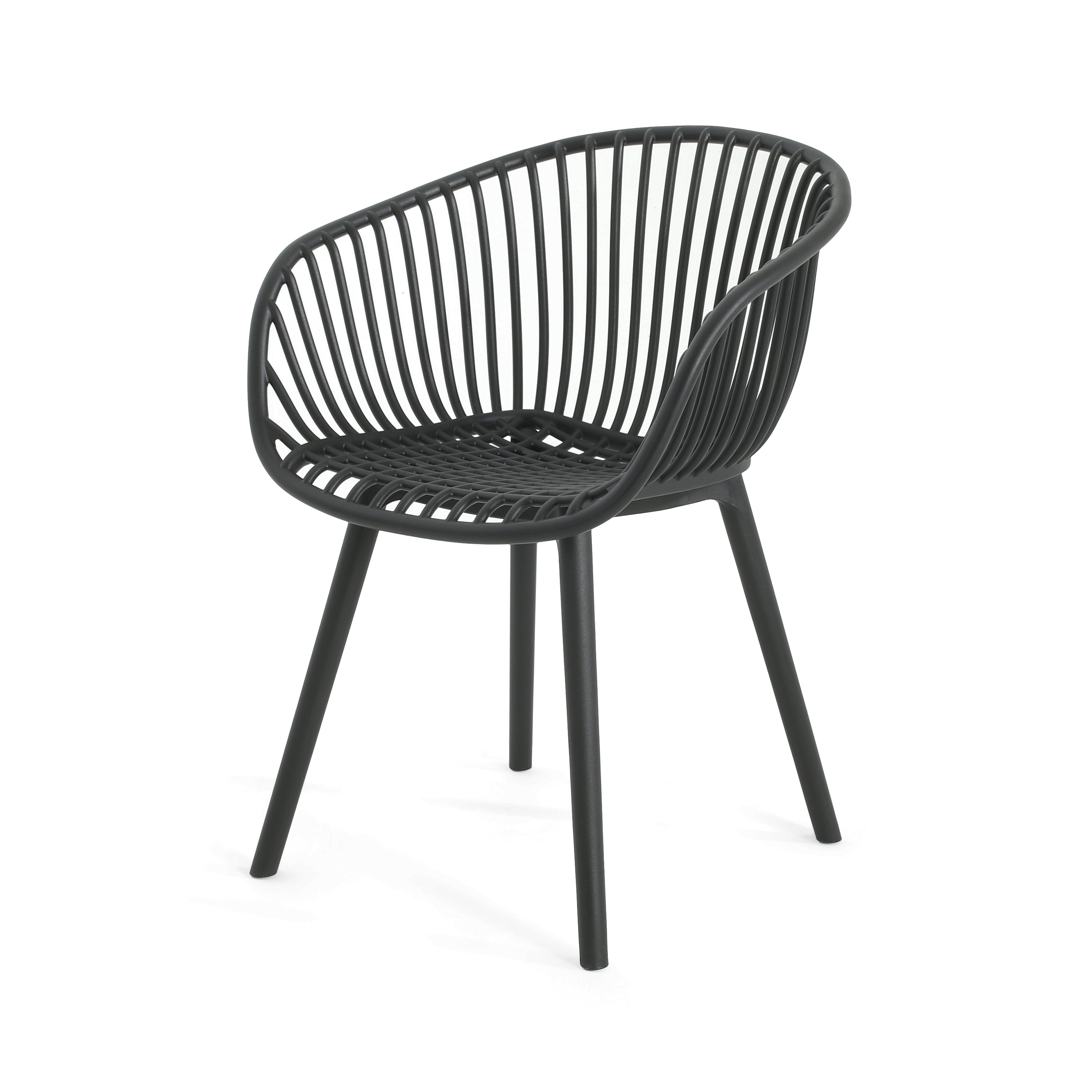 Annabergite 7-Piece Outdoor Dining Set with Wood Table and 6 Plastic Dining Chairs