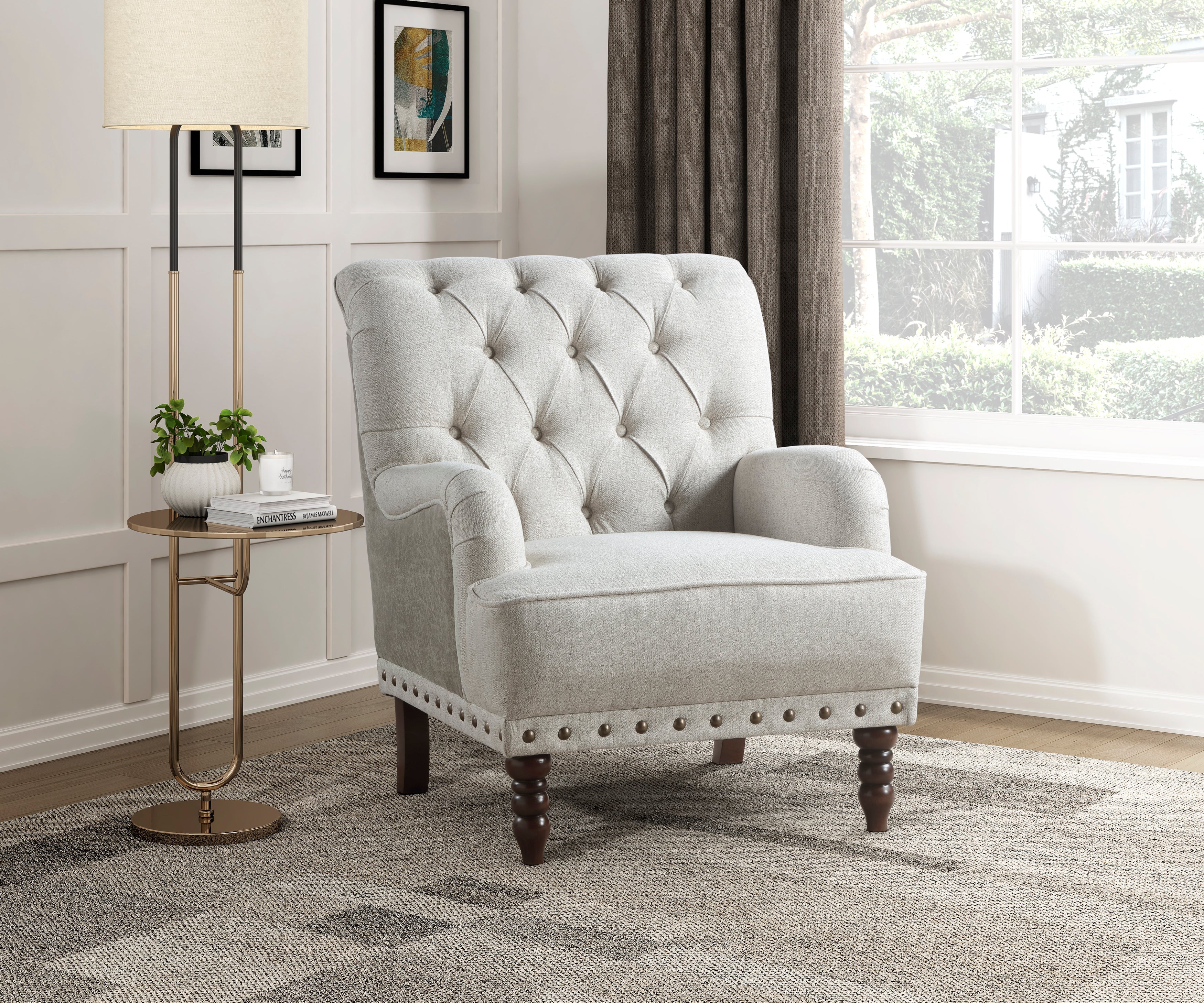 Button-Tufted Accent Chair