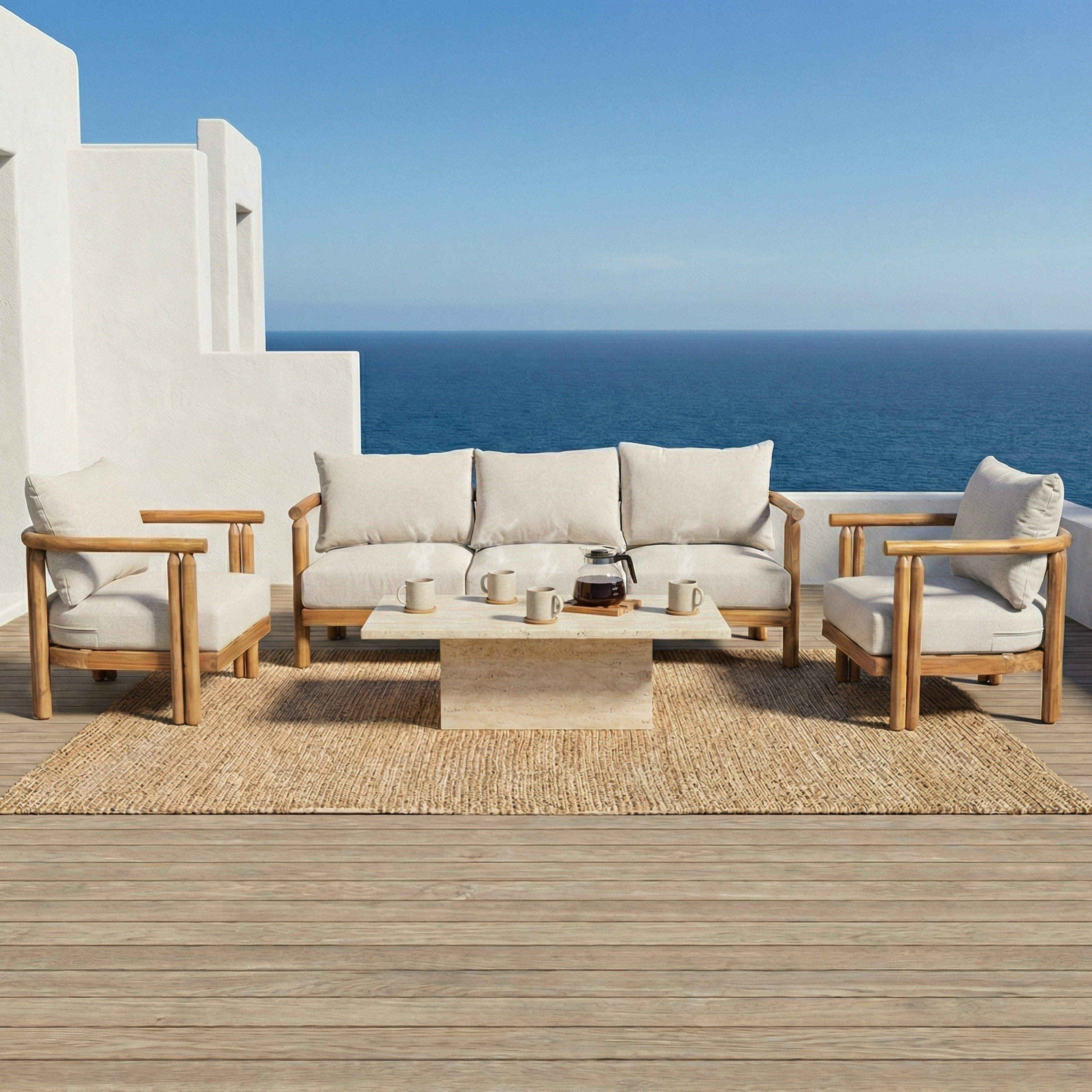 Cove Outdoor Acacia Wood 3pcs Chat Set