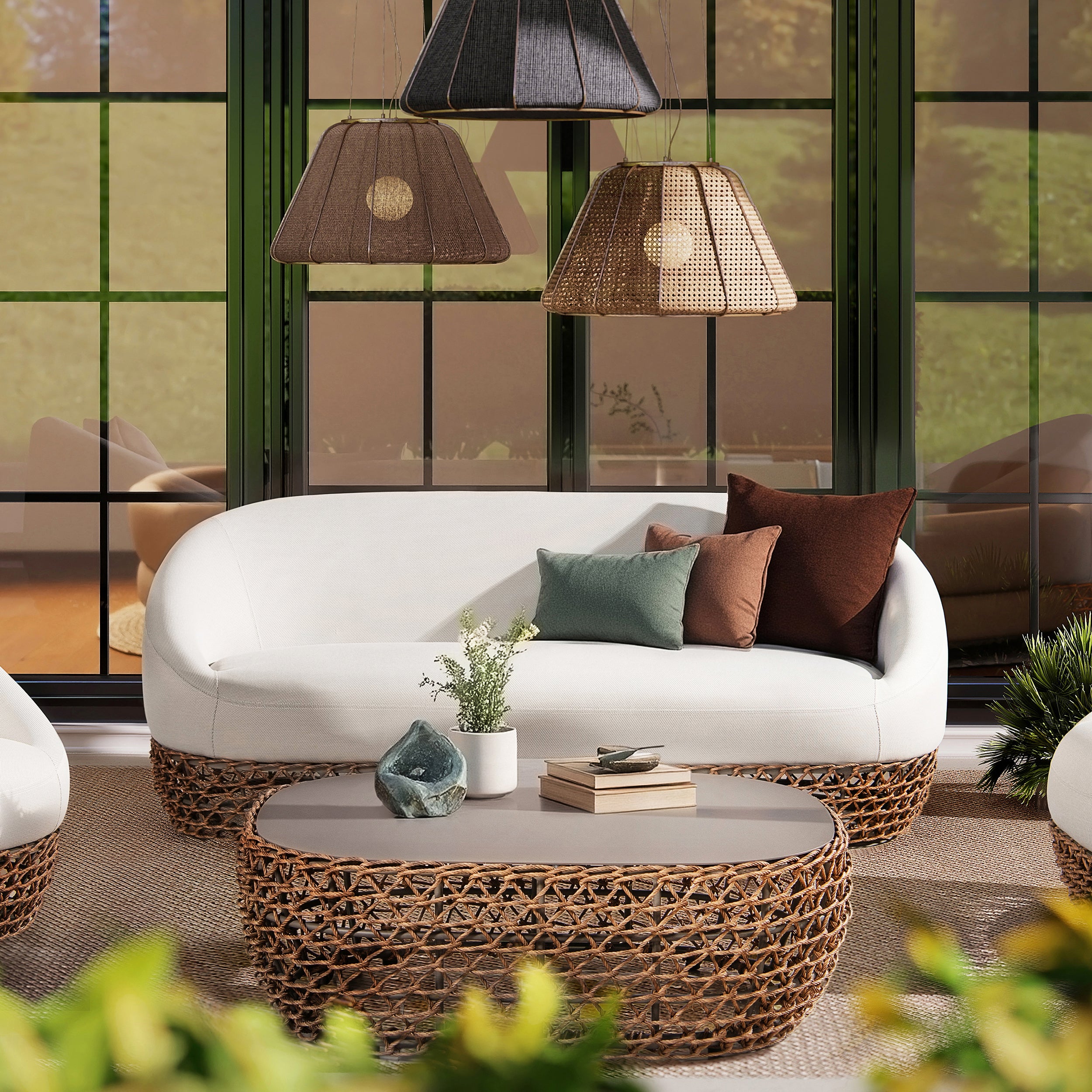 Willow Oval Wicker Patio Coffee Table