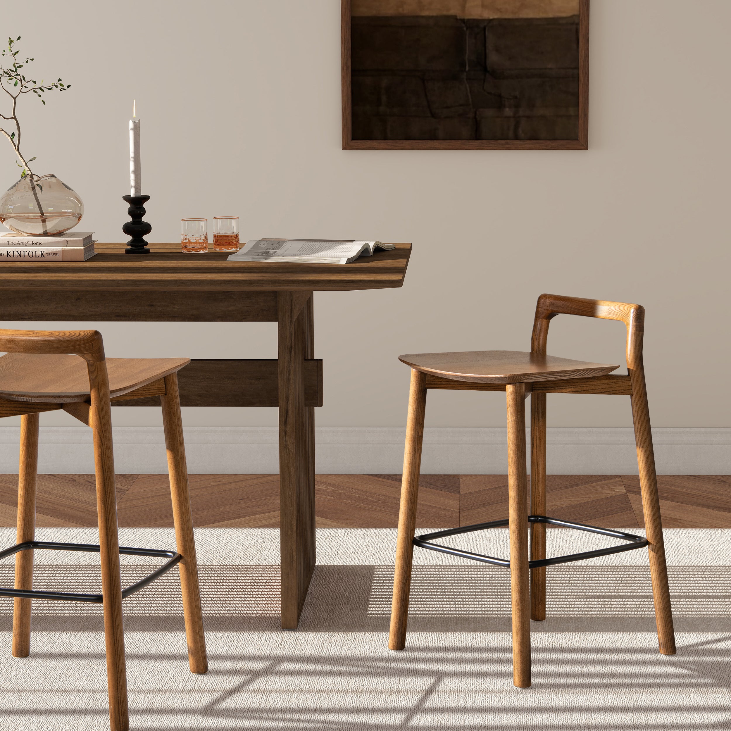 26.5" Low Back Counter Stool with Iron Footrest