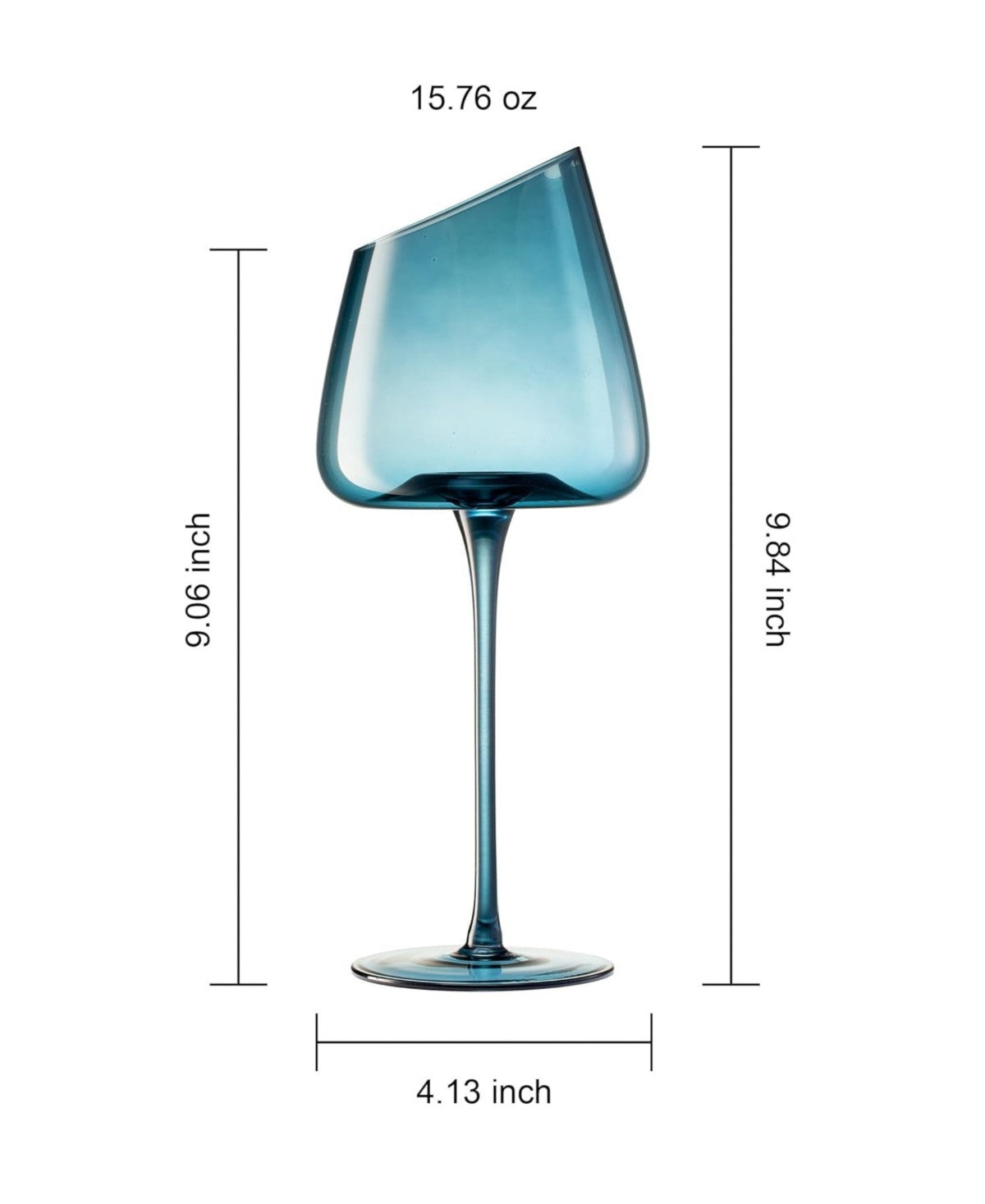 Slanted Stemmed Wine Glasses Muted Set of 4