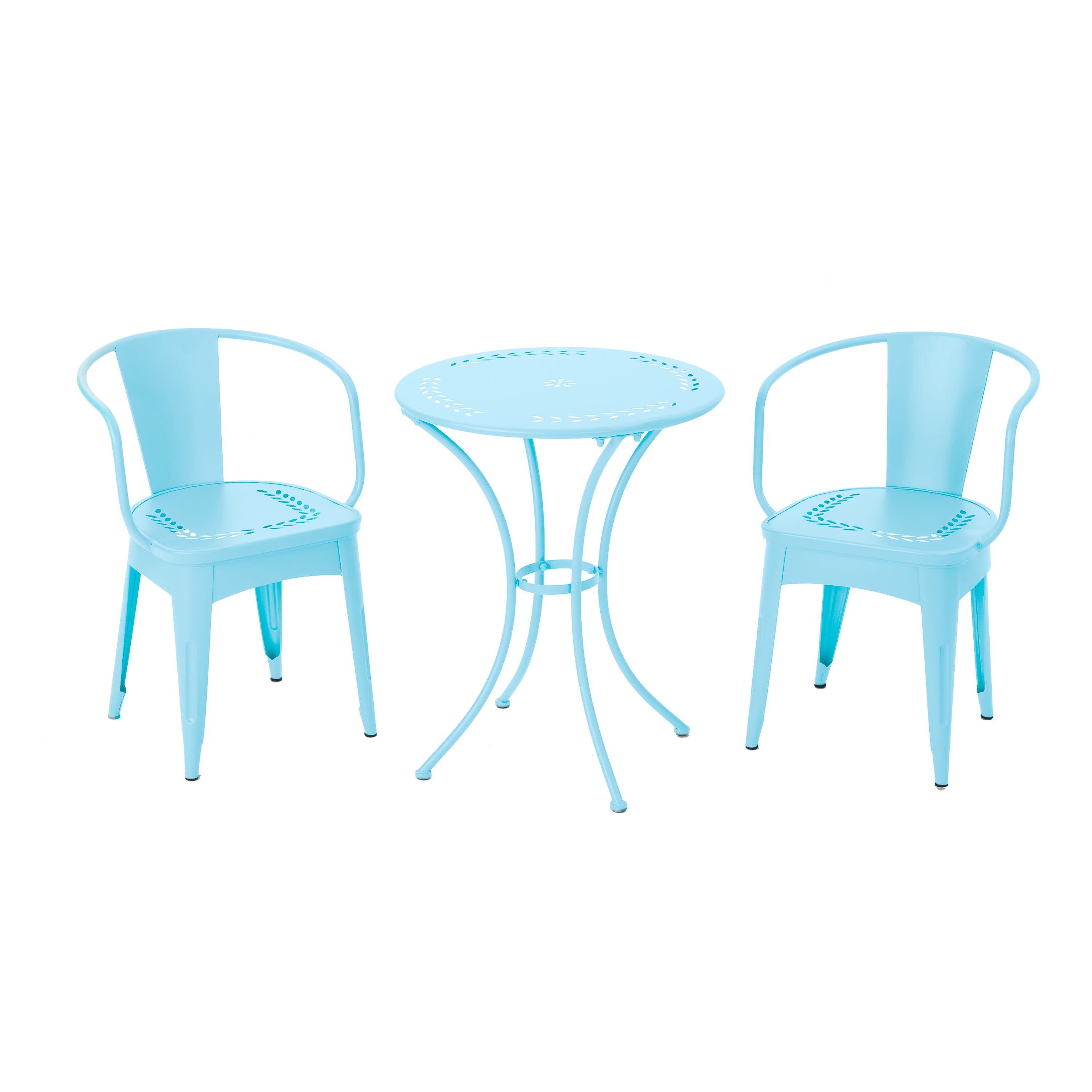 Pursuant 3-Piece Iron Bistro Set with Round Table and 2 Curved Back Chairs