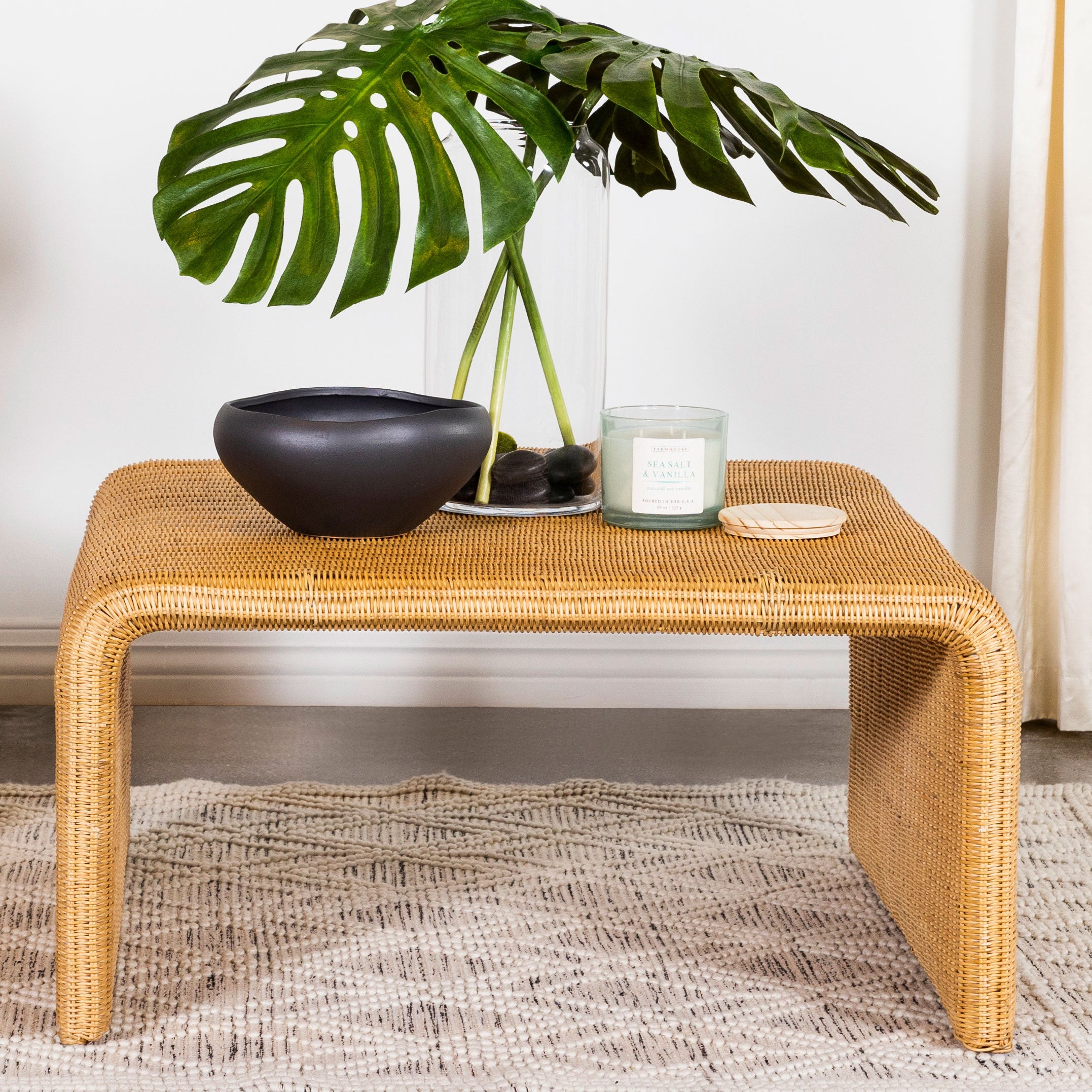 Cahya Square Woven Rattan Coffee Table in Natural
