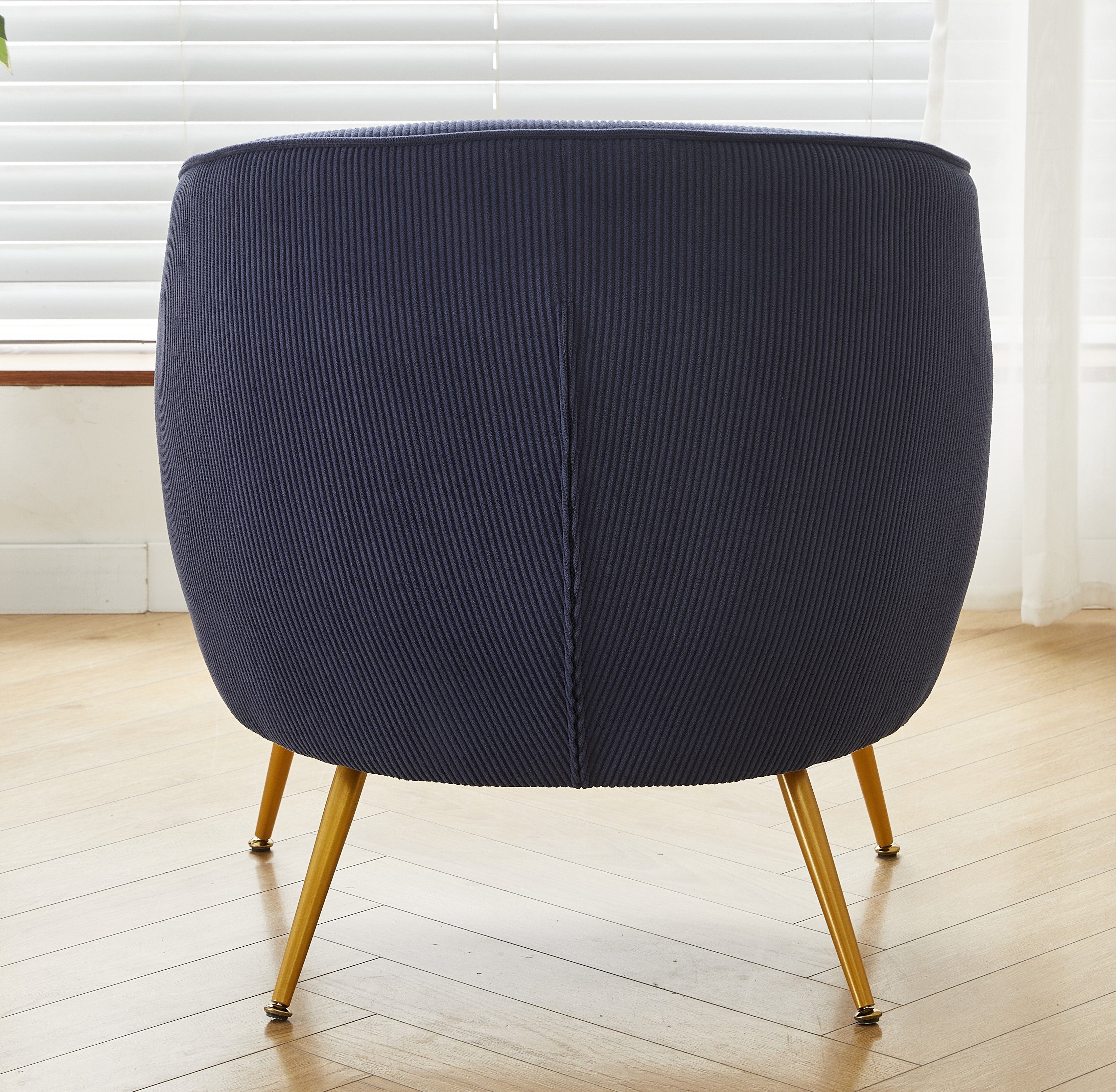 Corduroy Accent Chair with Gold Metal Legs, Modern Upholstered Armchair, Comfy Barrel Chair for Living Room Bedroom