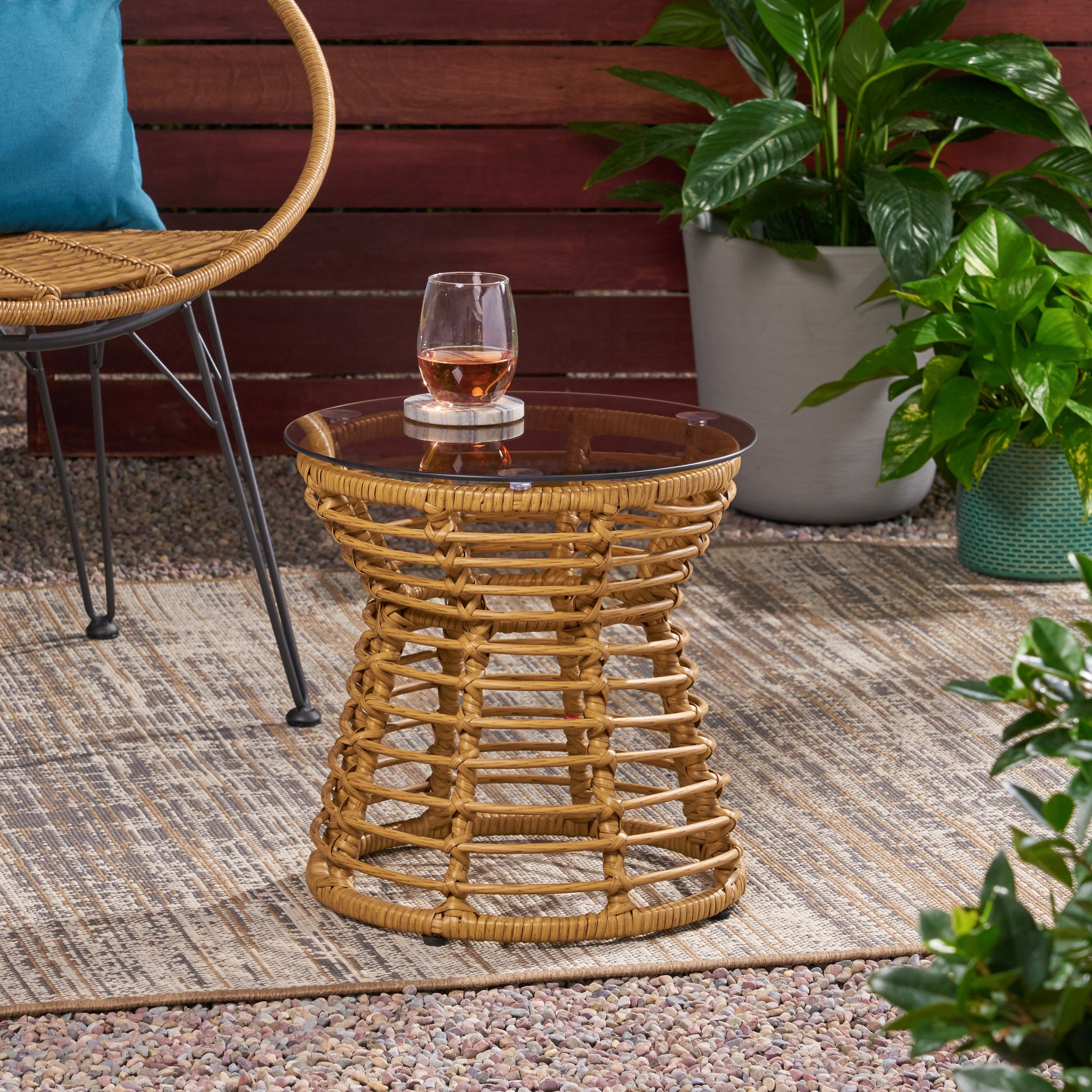 Outdoor Rattan Side Table with Metal Frame Pier 1 — free download