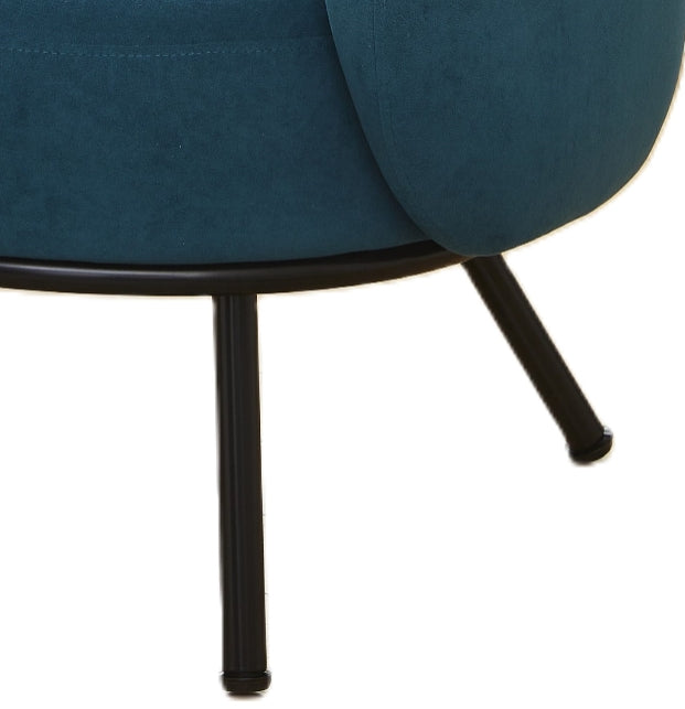 Mid-Century Modern Velvet Barrel Armchair with Metal Legs