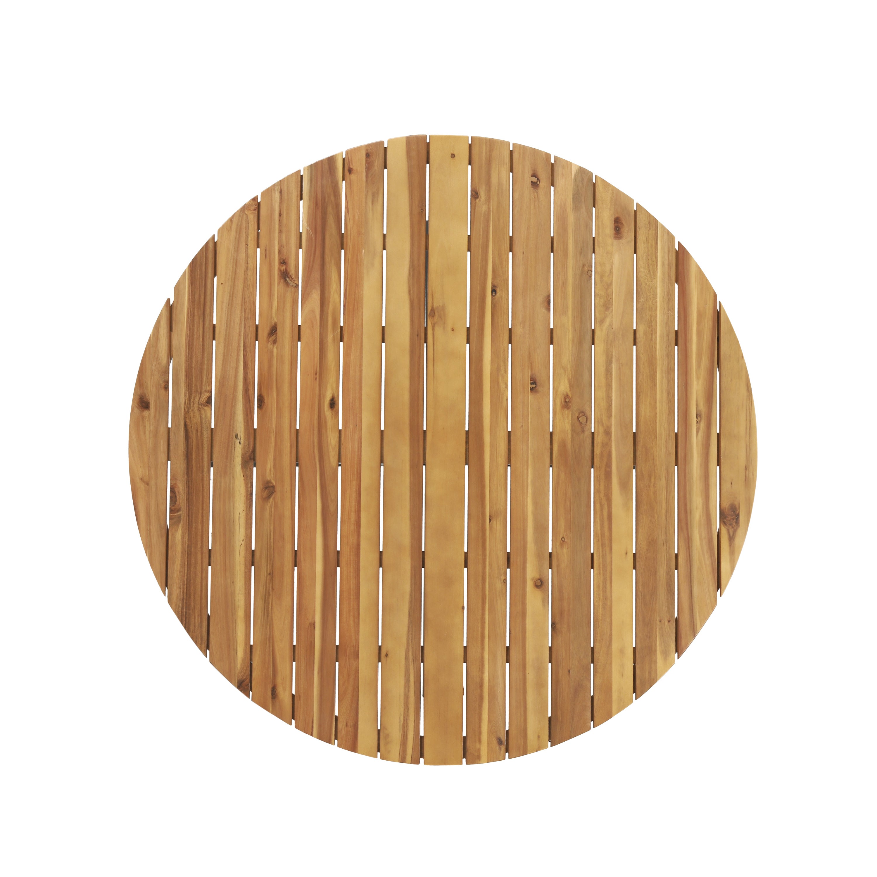 Outdoor Dining Table, Teak Acacia Wood Tabletop and Black Metal Leg