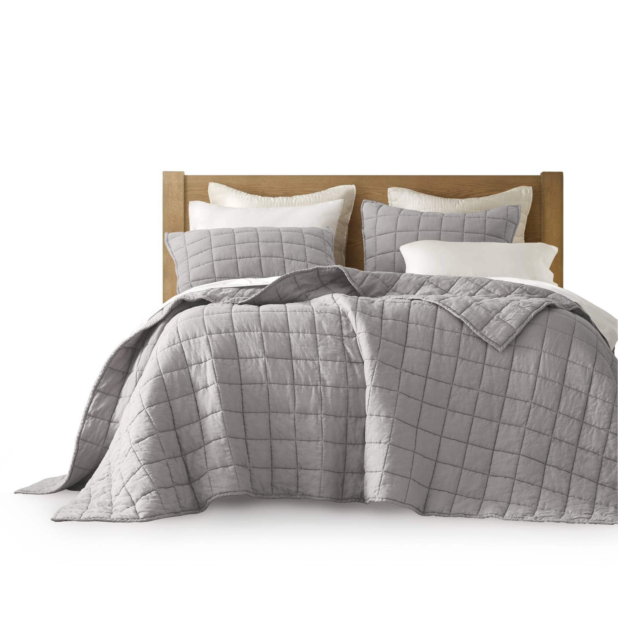 3 Piece Garment Washed French Linen Quilt Set