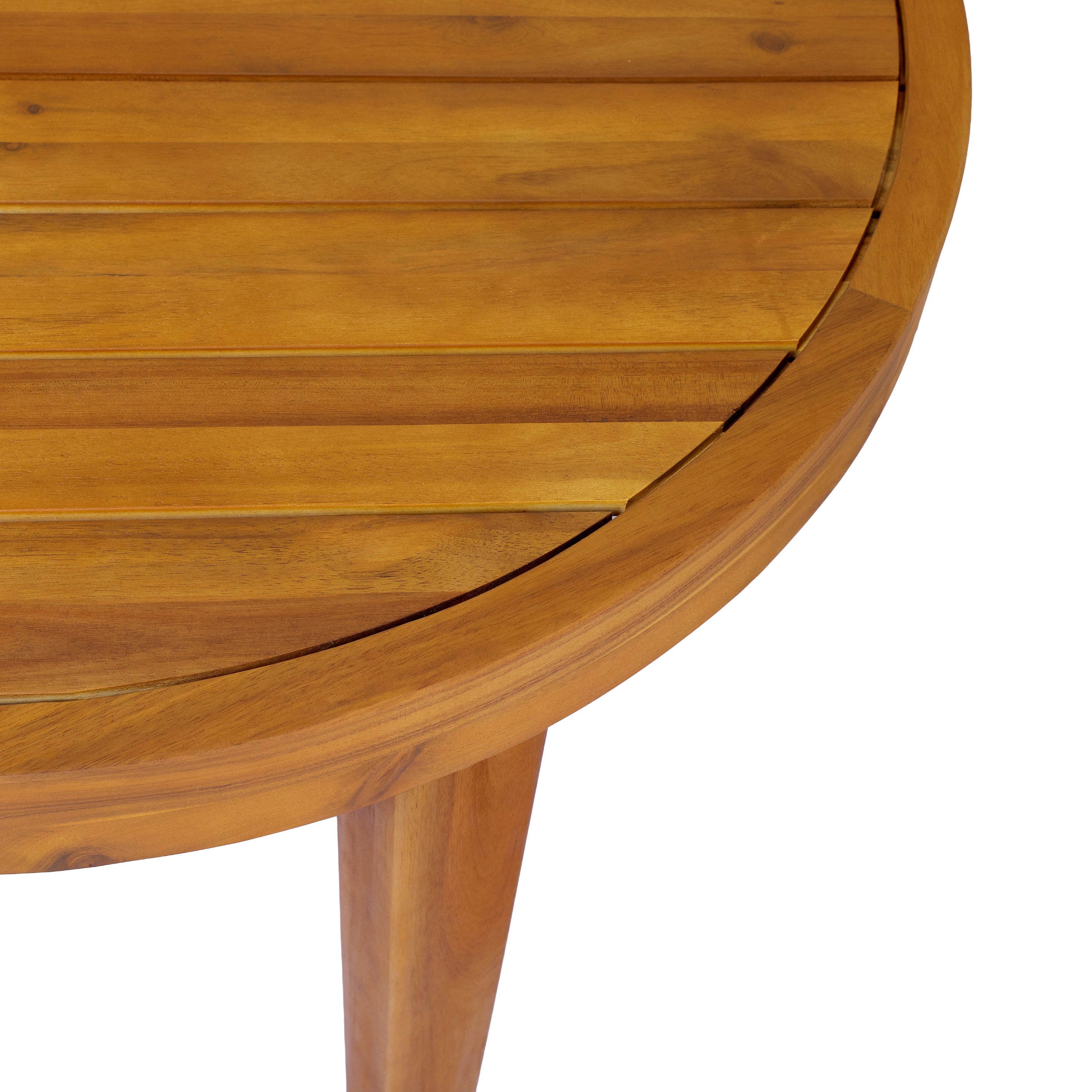 70" Oval Acacia Wood Outdoor Dining Table with Slatted Top, Weathered Finish,Teak finish