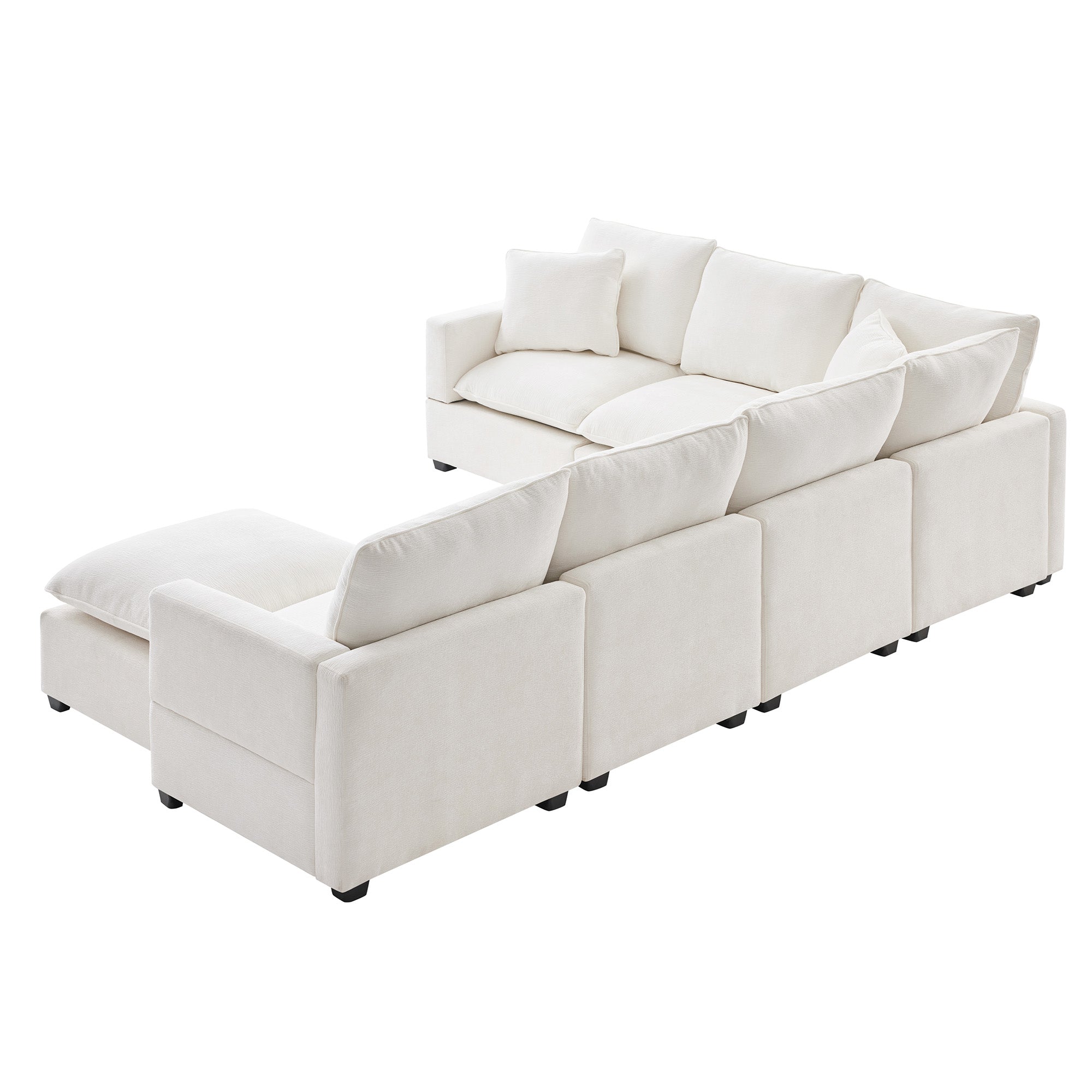 Chenille Modular U-Shape Sectional Sofa, Seats 7