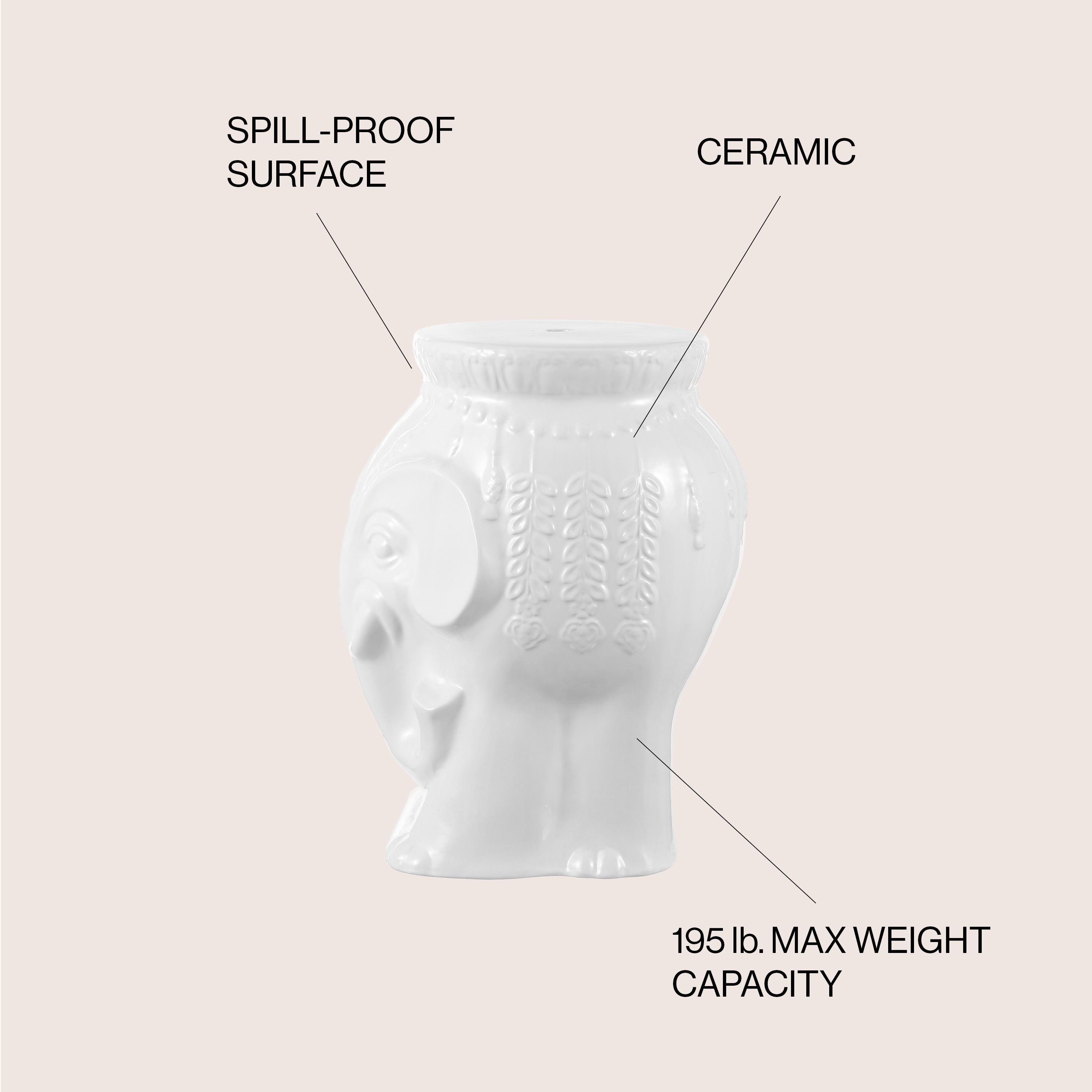 Orla Bohemian Elephant Ceramic Garden Stool