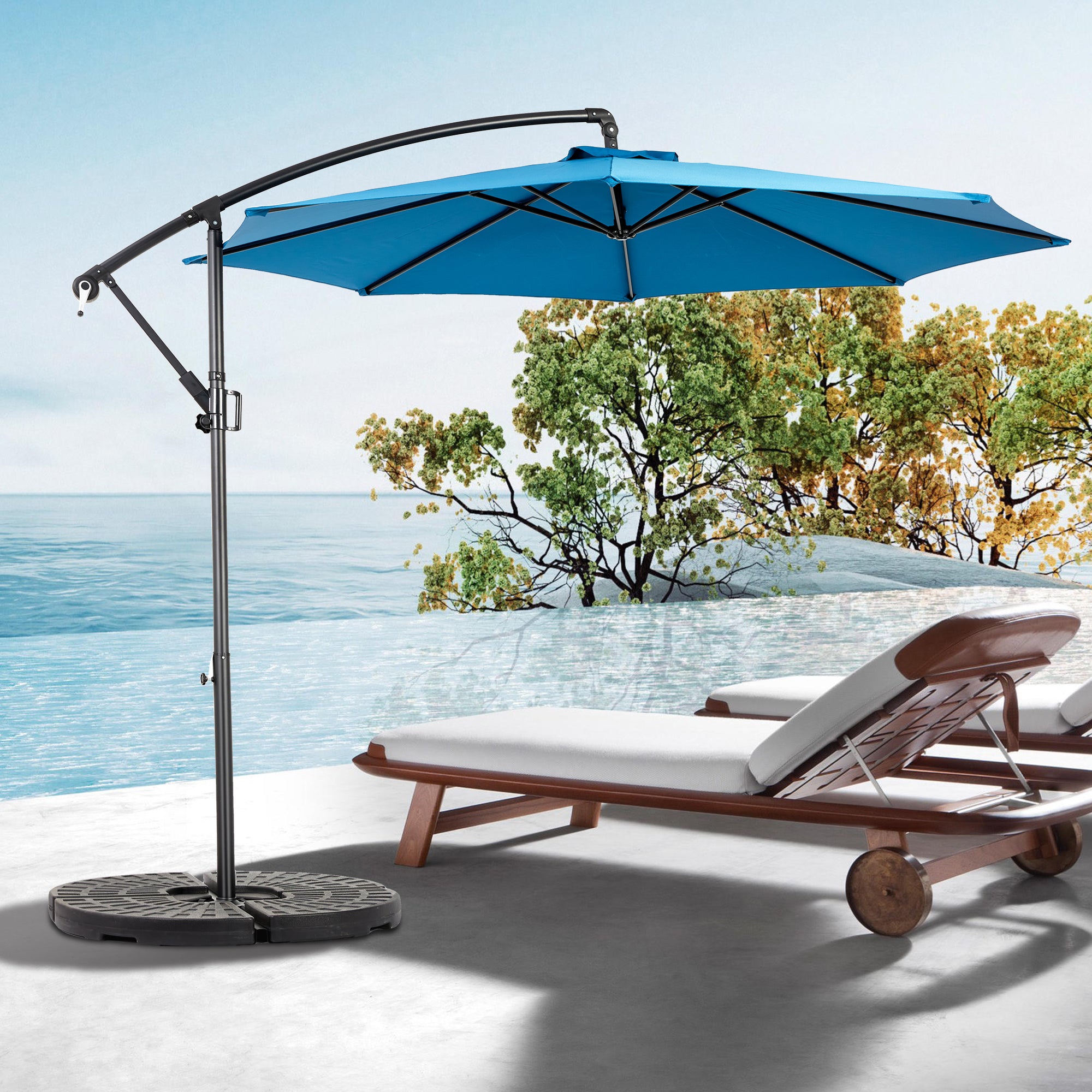 10' Offset Hanging Market Patio Umbrella w/Easy Tilt Adjustment, Base Not Included