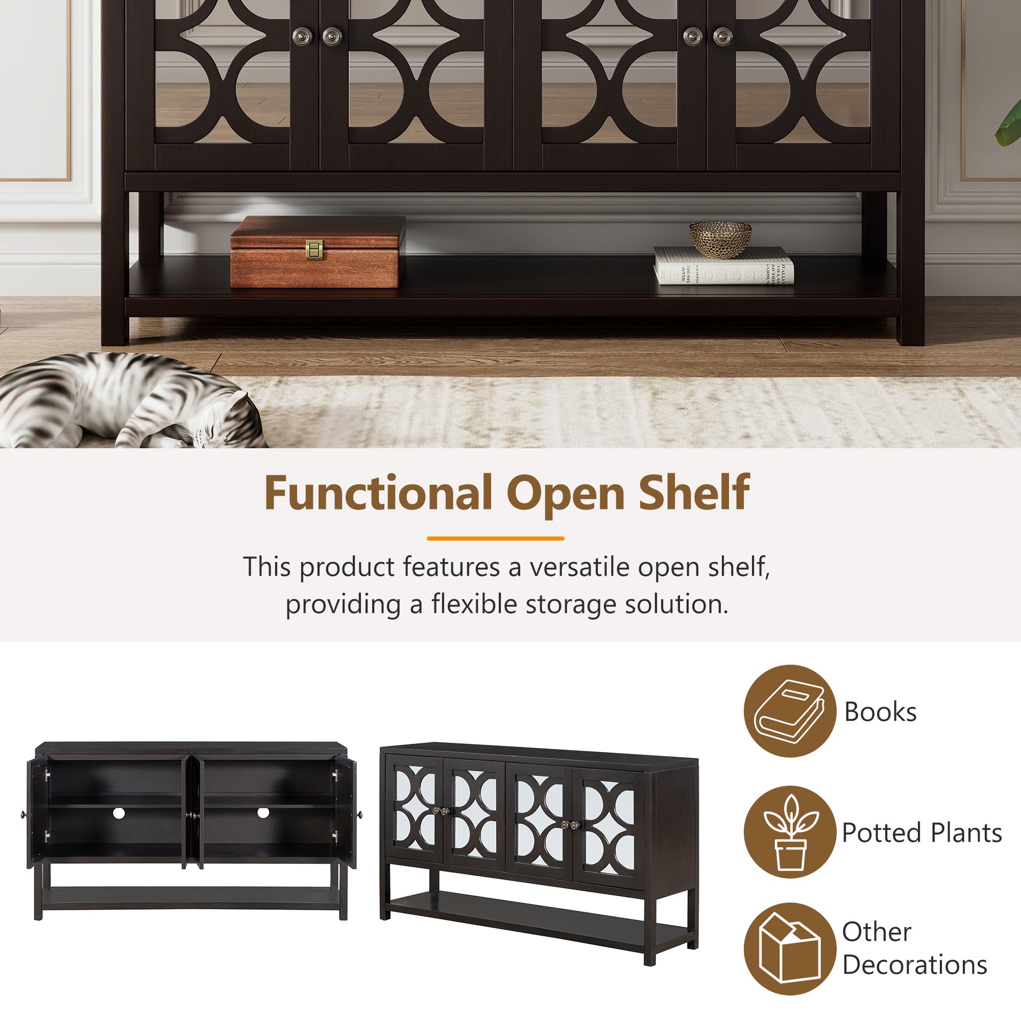 Mirrored Door Console Table