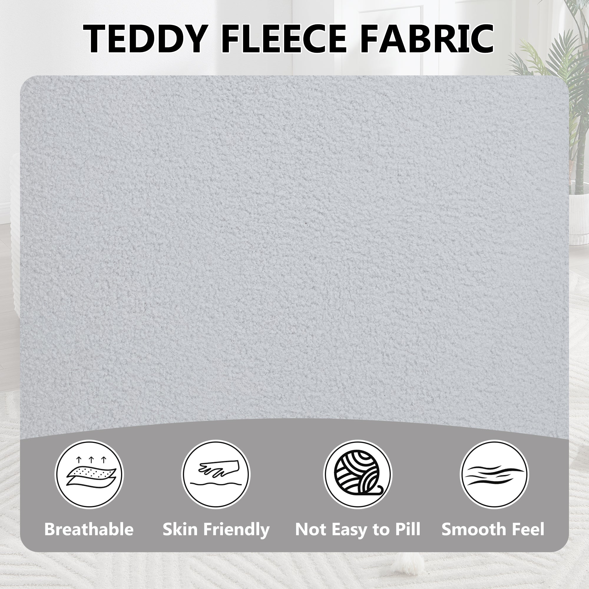 Teddy Fleece 360° Swivel Round Upholstered Comfy Accent Chair With Pillow