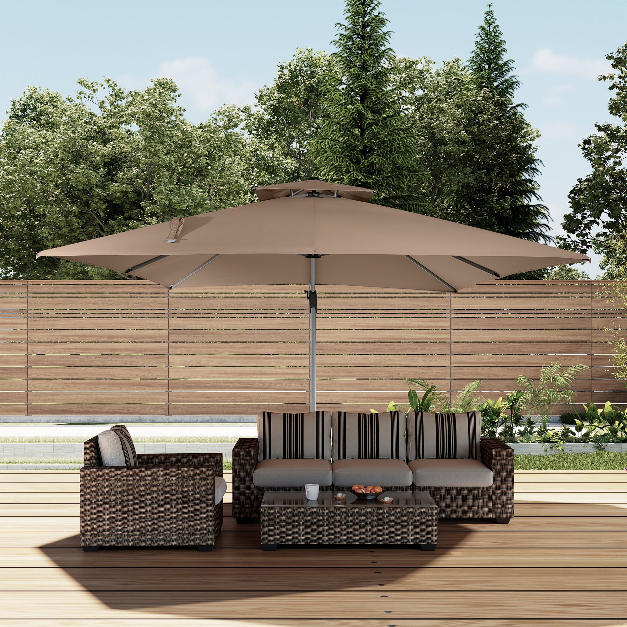 11' Outdoor Square Double Top Patio Umbrella, Base Not Included