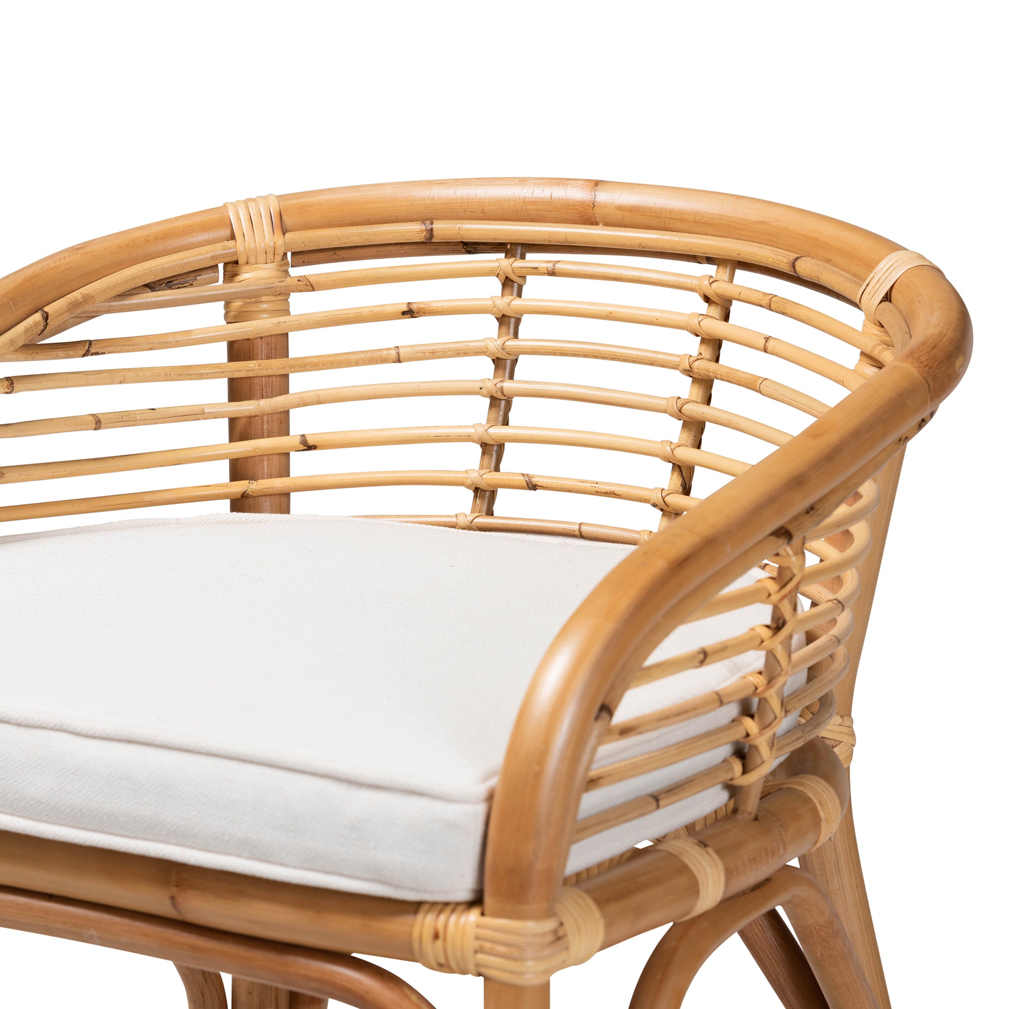 Sanjit Upholstered Rattan Counter Stool
