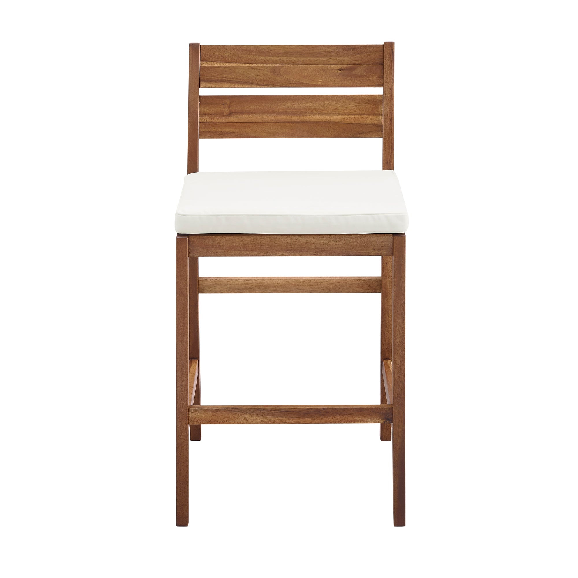 Solid Acacia Wood Counter Stools with Cushion, Set of 2