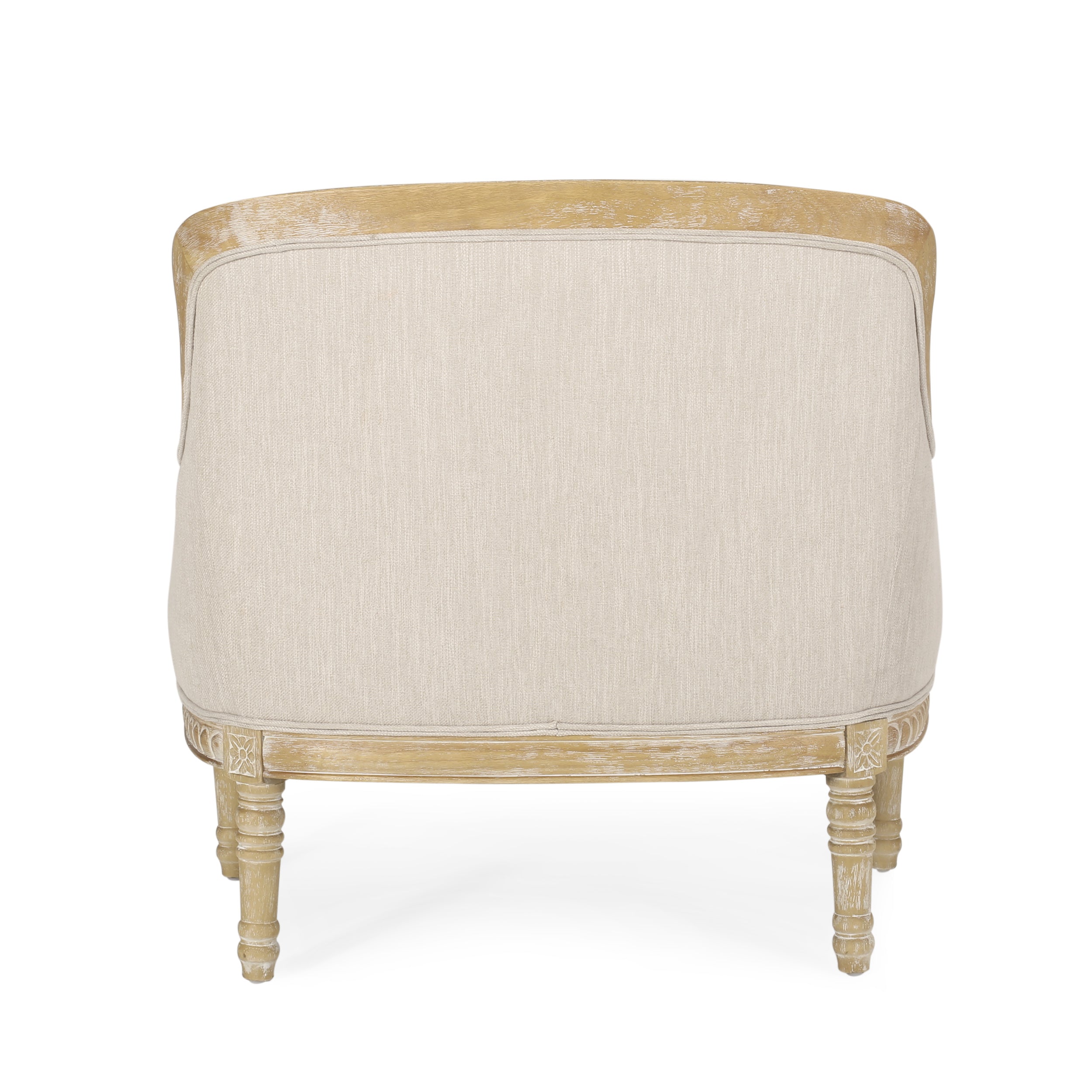 Becoming Upholstered Club Chair with Turned Leg and Carved Design