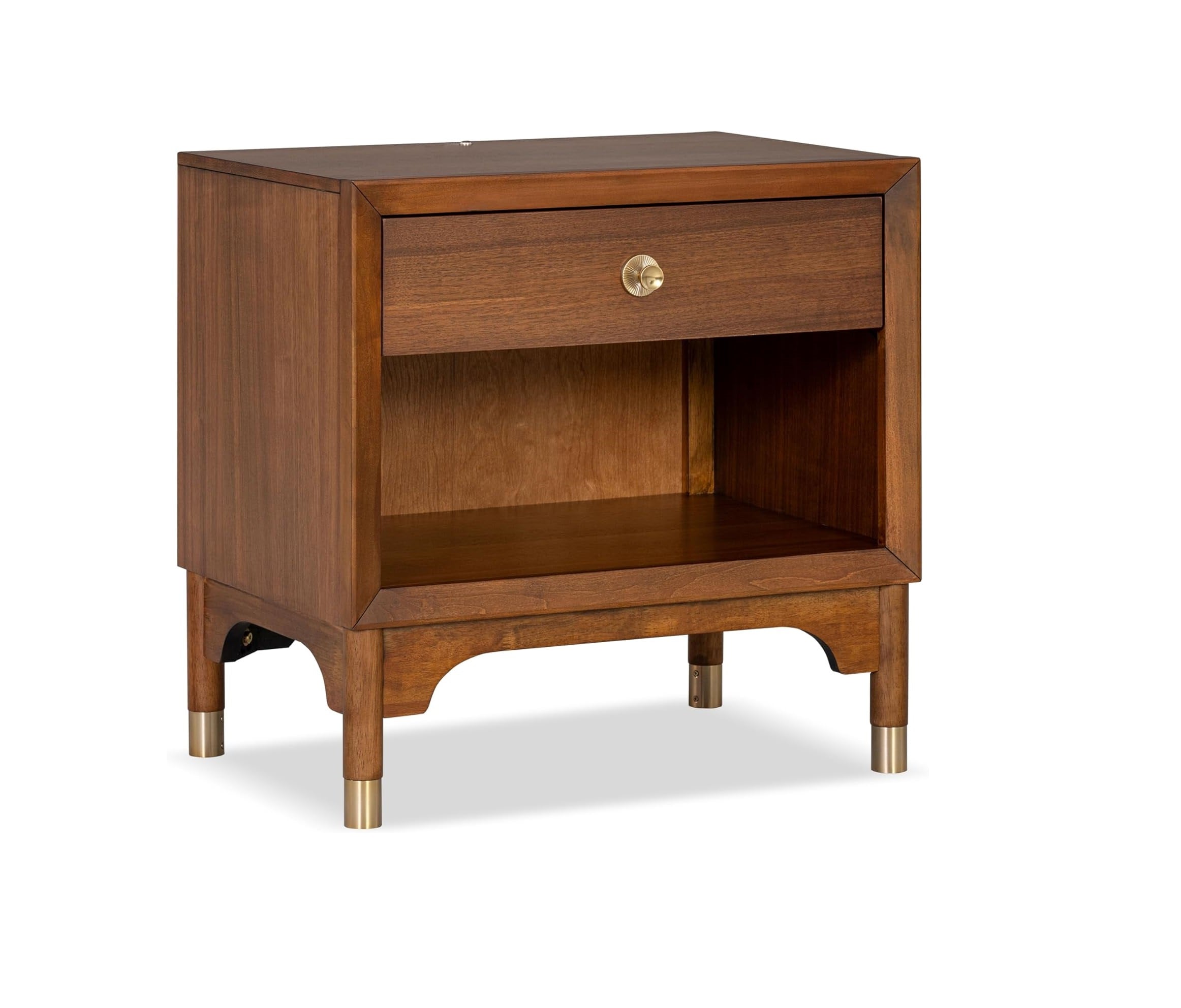 Edison Mid-Century Modern Nightstand with Gold Capped Legs