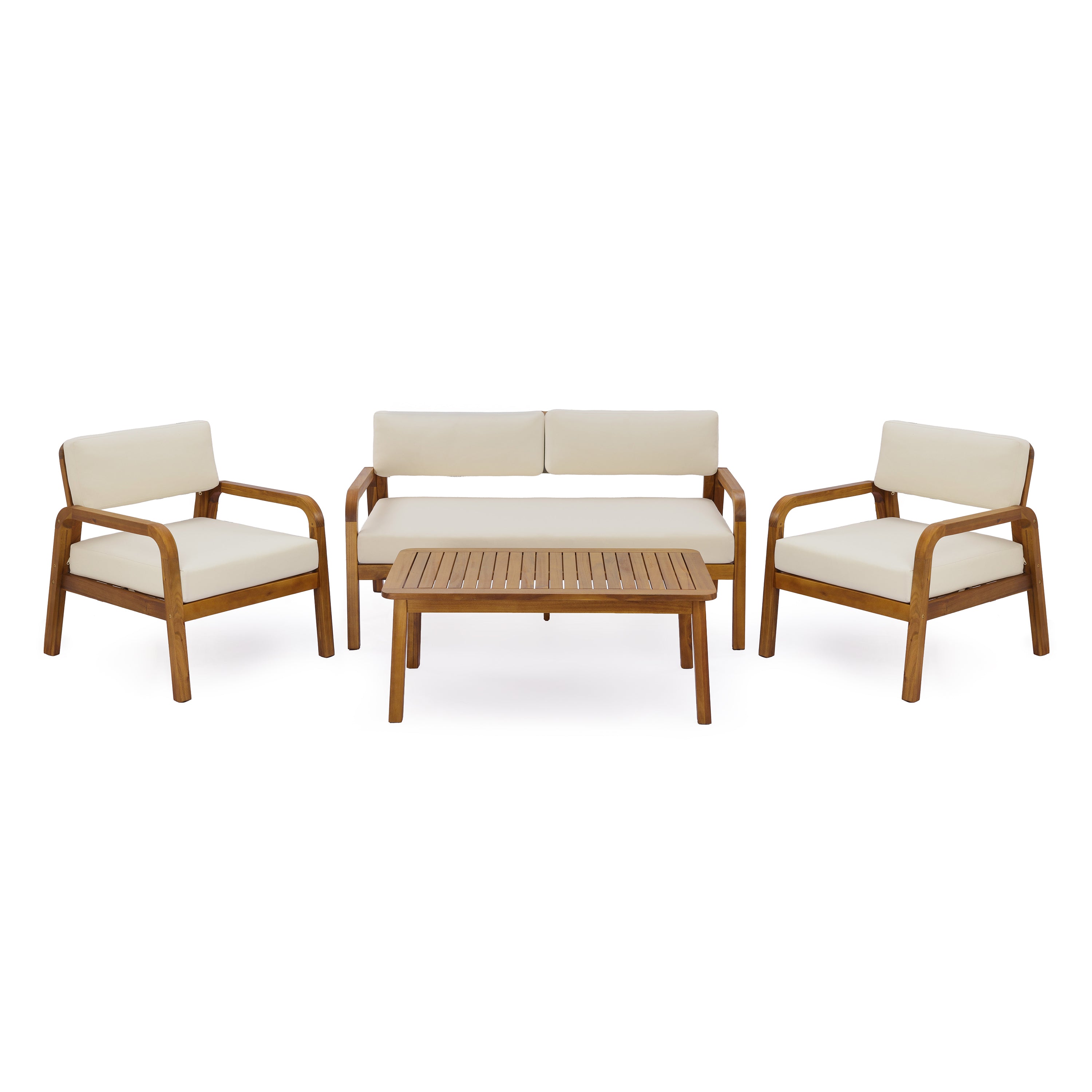 4-Pieces Outdoor Sofa Set with Cushions Outdoor Loveseat & Coffee Table Set
