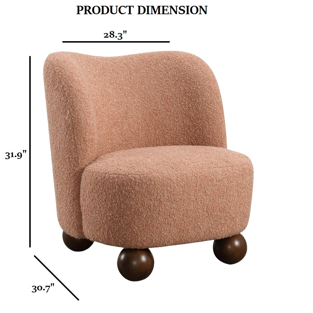 Modern Boucle Upholstered Accent Chair with Ball Feet