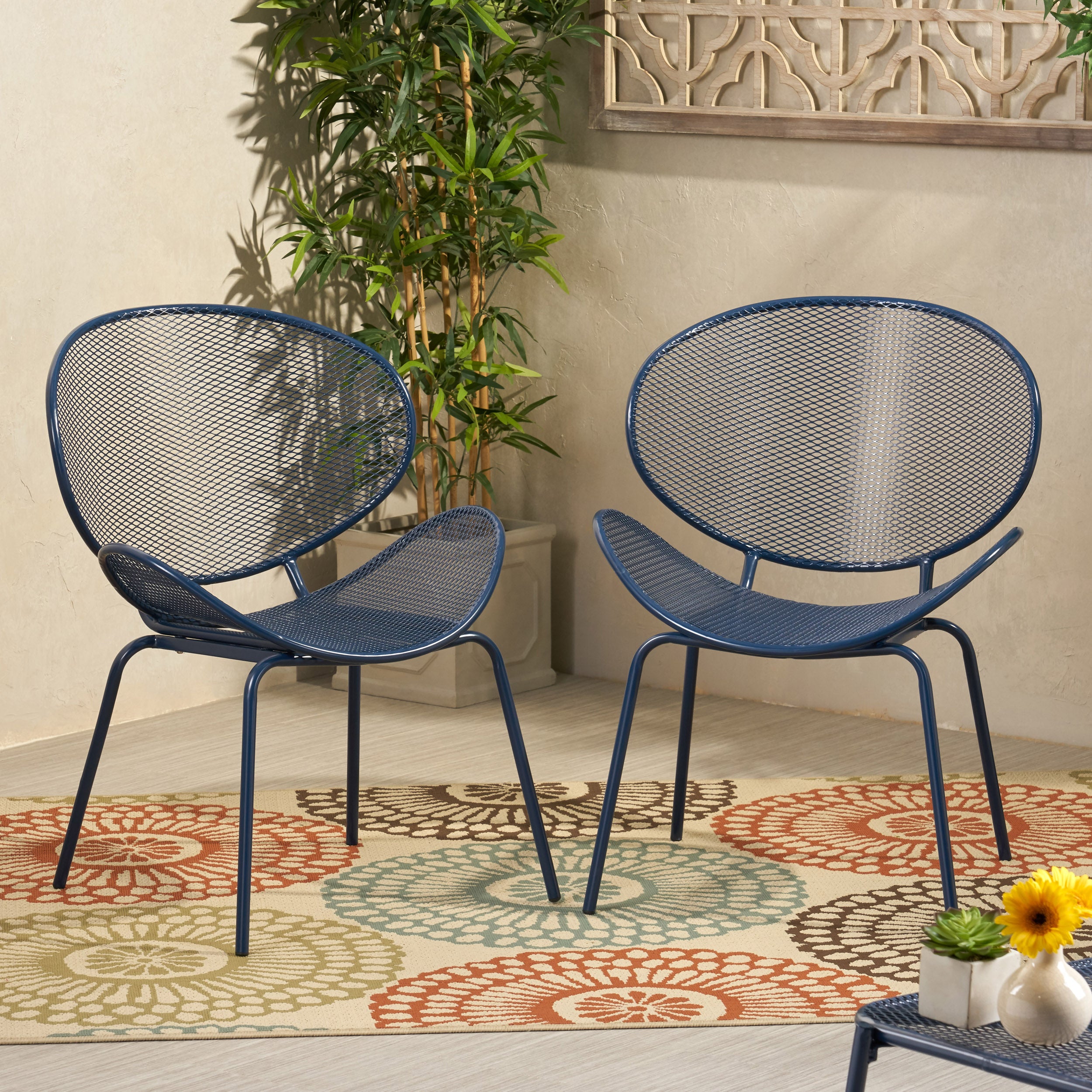 Modern Elba Chair Set With Mesh Seating And Retro Shell Design