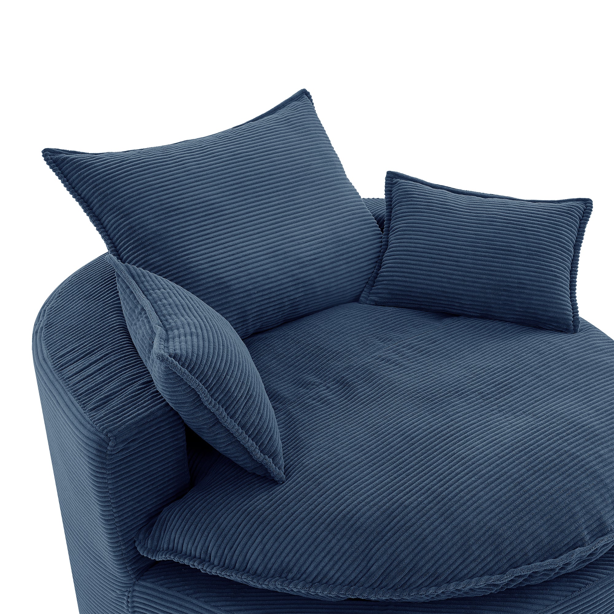 Corduroy 360° Swivel Accent Barrel Chair with 3 Removable Pillows
