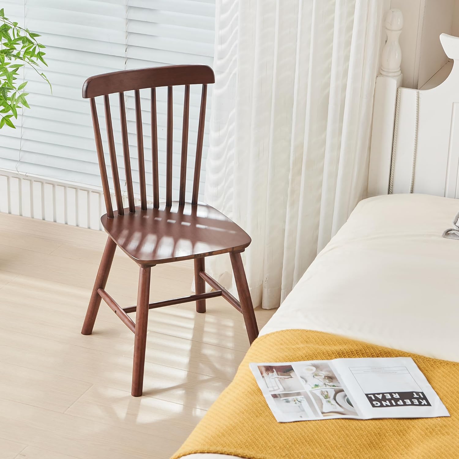 Modern Farmhouse Spindle Back Dining Chairs, Set of 4