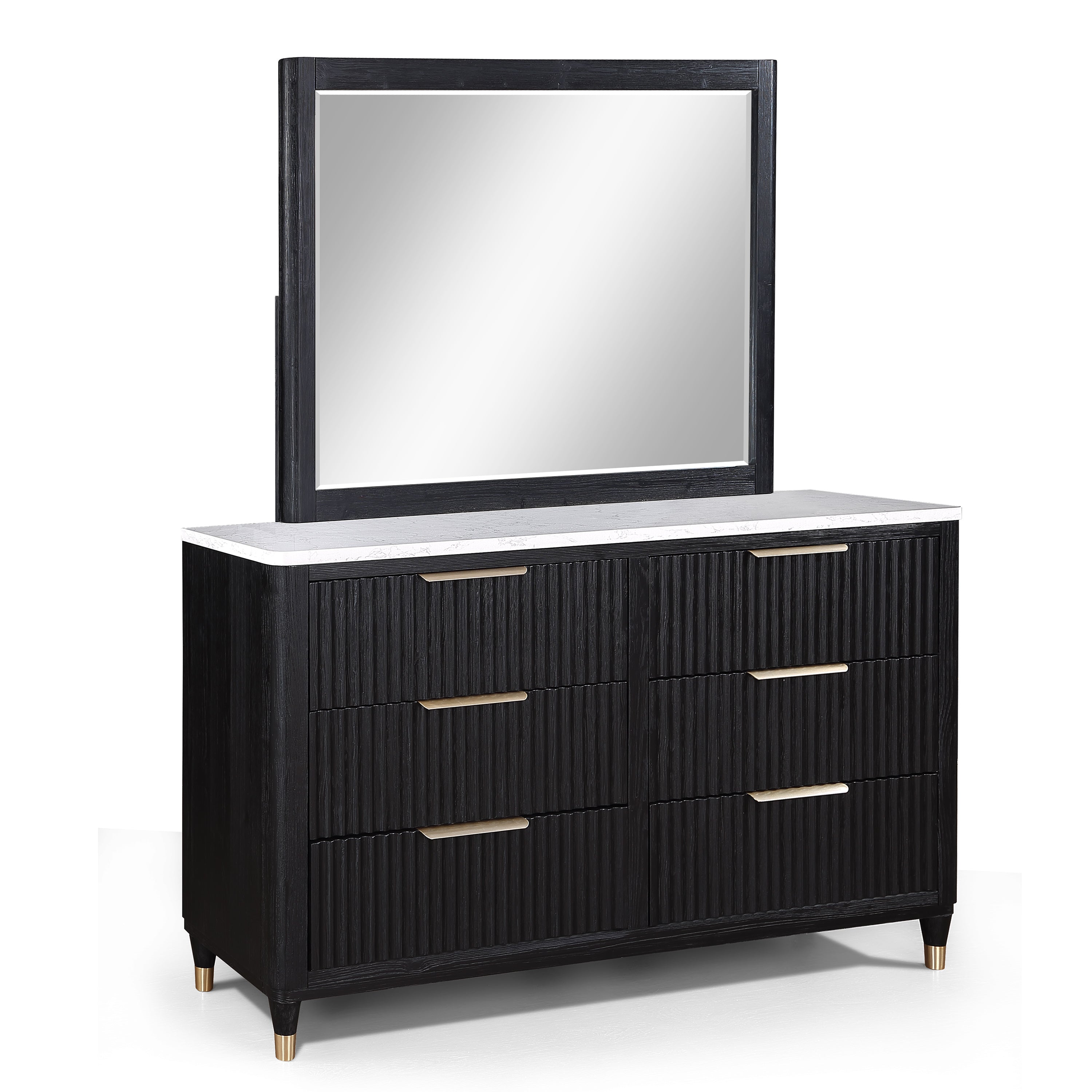 Modern Aesthetic 6-Drawers Dresser with Stone Top