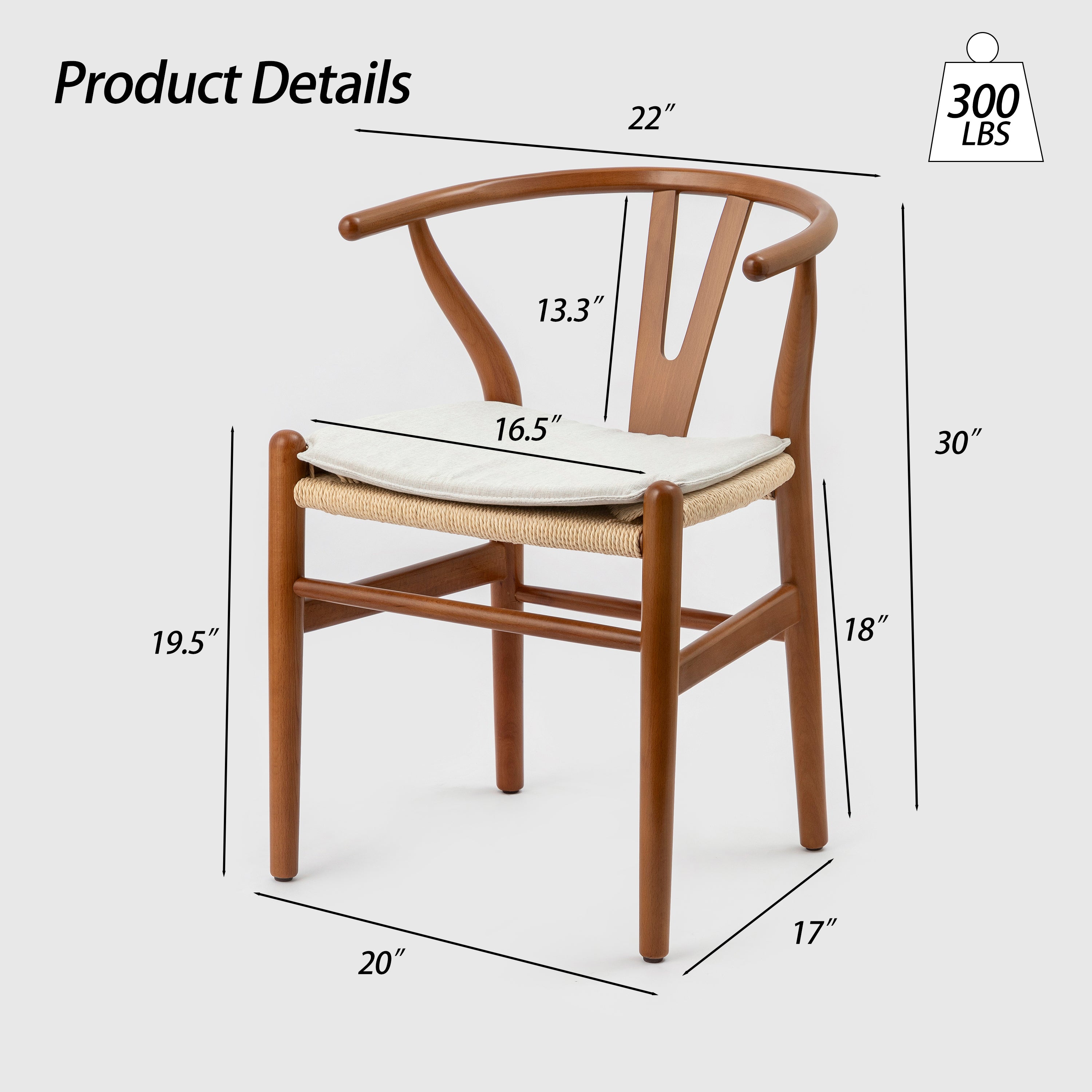 Garlandx Wood Dining Chair with Curved Back, Set of 2